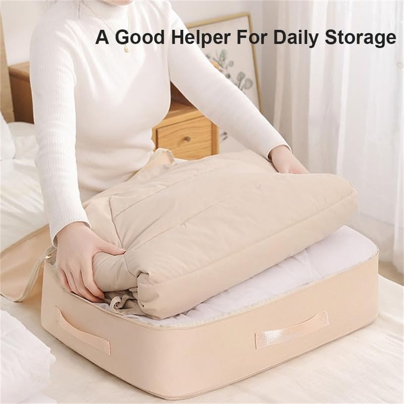 2024 New Space Saving Self Compression Organizer – Large Capacity Duvet Storage Bag, Heavy Duty Moving Organizer for Comforters & Bedding (Blue) – Perfect for Home Organization, Travel & Moving Storage