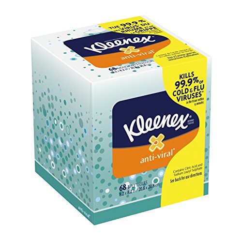 Kleenex Anti-Viral Facial Tissues - 68 Tissues per Cube Box (1 Pack) | Soft & Strong for Cold & Flu Season | Perfect for Home, Office & Travel Use