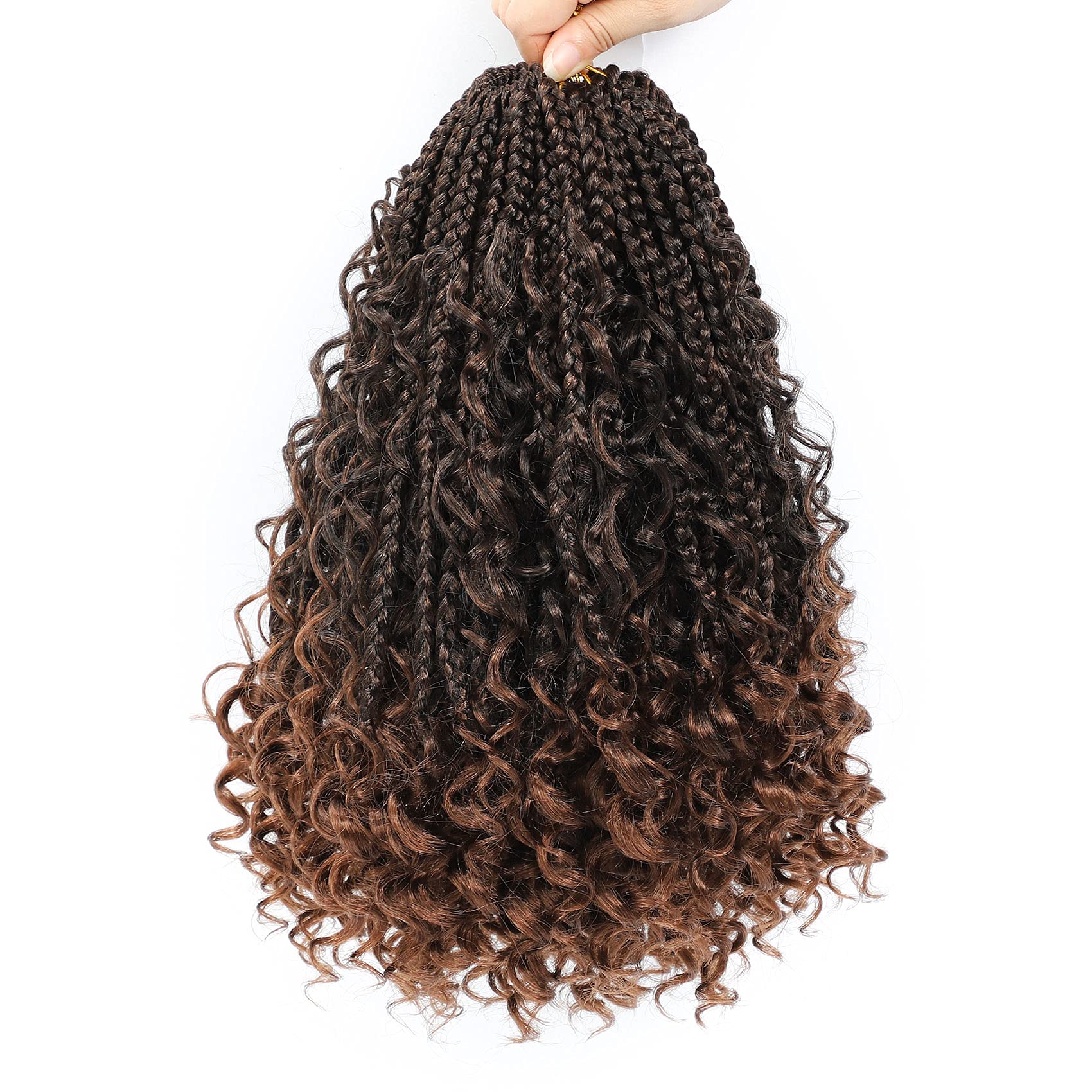18 Inch Ayana Goddess Box Braids Crochet Hair - Bohomian Synthetic Crochet Braids with Curly Ends for Women (Pack of 7, T30) | Perfect for Protective Styling, Everyday Wear & Special Occasions