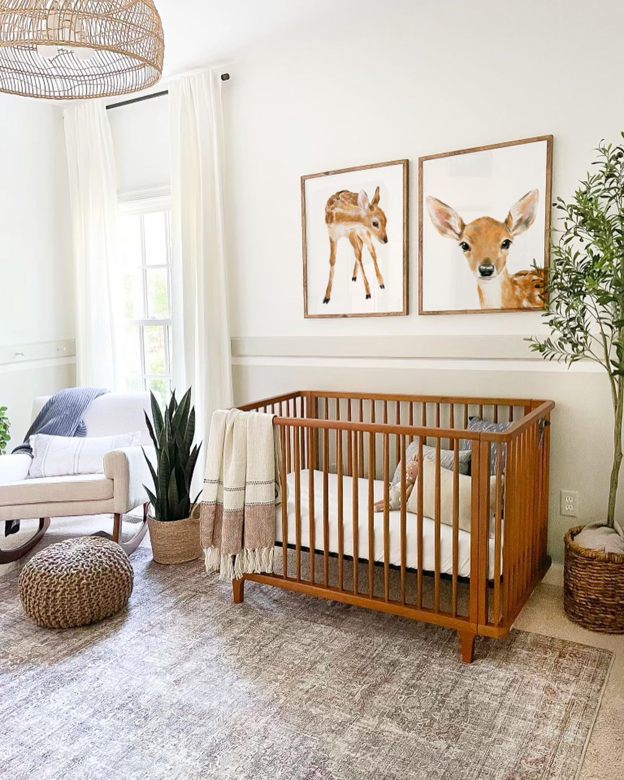 Baby Fawn Art Prints - Set of 2 Boho Nursery Wall Decor | Adorable Woodland Deer Animal Prints for Girls Bedroom | UNFRAMED 16x20 Inches | Signed by Artist | Perfect for Nursery Decor, Baby Shower Gift & Kids Room Wall Art