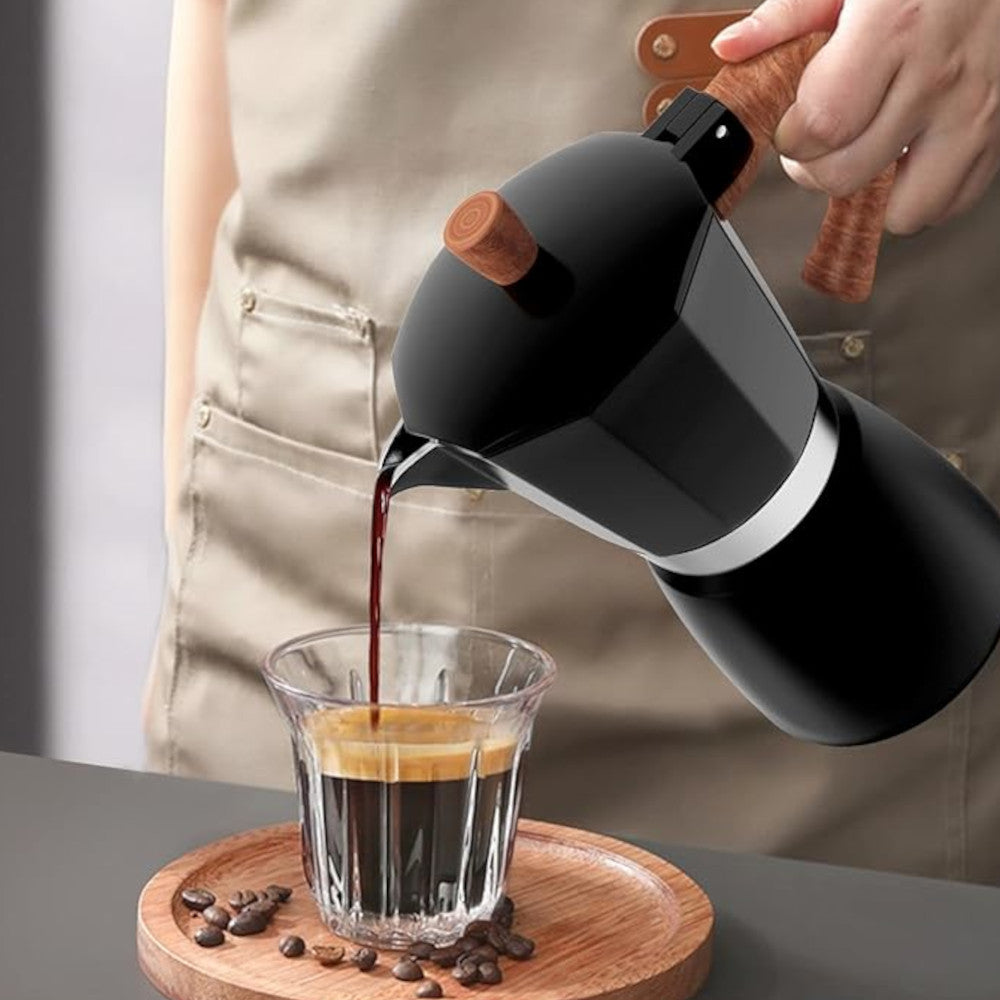 Stovetop 6 Cup Espresso Coffee Maker - Italian Moka Pot for Perfect Home Brewing | Ideal for Camping, Office & Kitchen Use