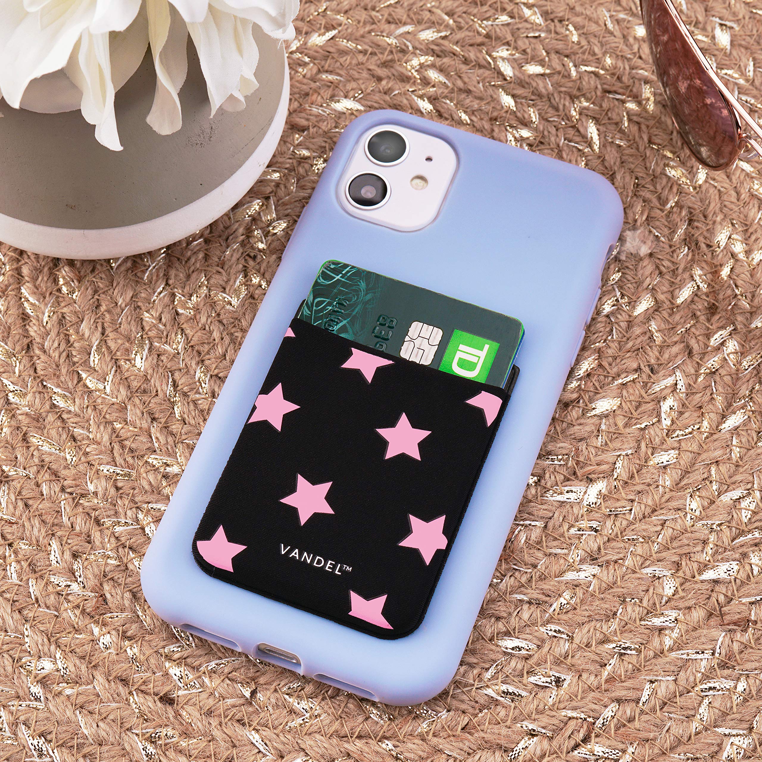 VANDEL Stick-On Fabric Phone Wallet for Women - Cute Credit Card Holder for iPhone Case, Adhesive Back Pocket for Cards & Cash (Perfect for Shopping, Travel & Everyday Use)
