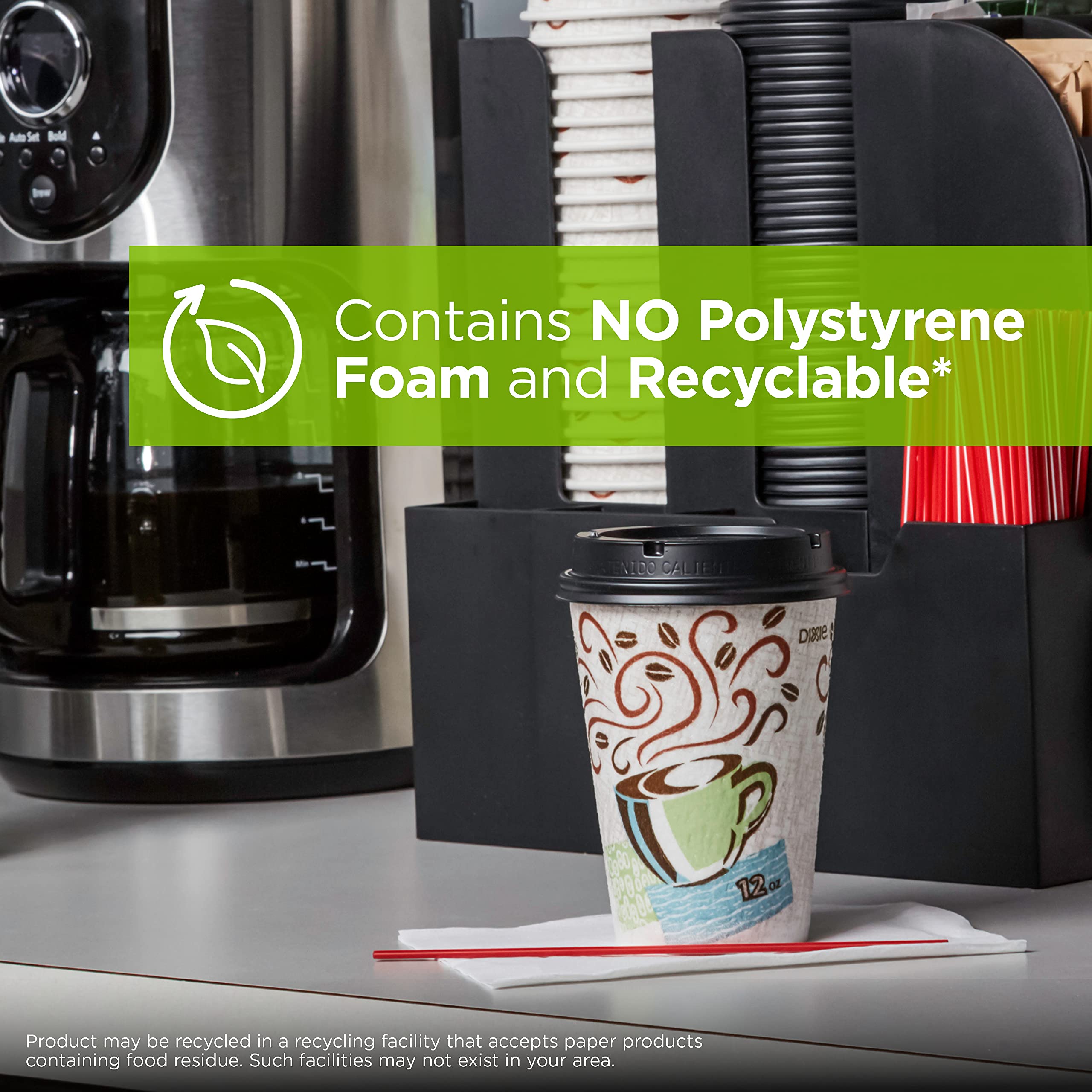 GP PRO Dixie PerfecTouch 8 oz Disposable Coffee Cups - 1000 Count Individually Wrapped, Coffee Haze Design (5338CDWR) - Perfect for Office, Cafes, and Home Use