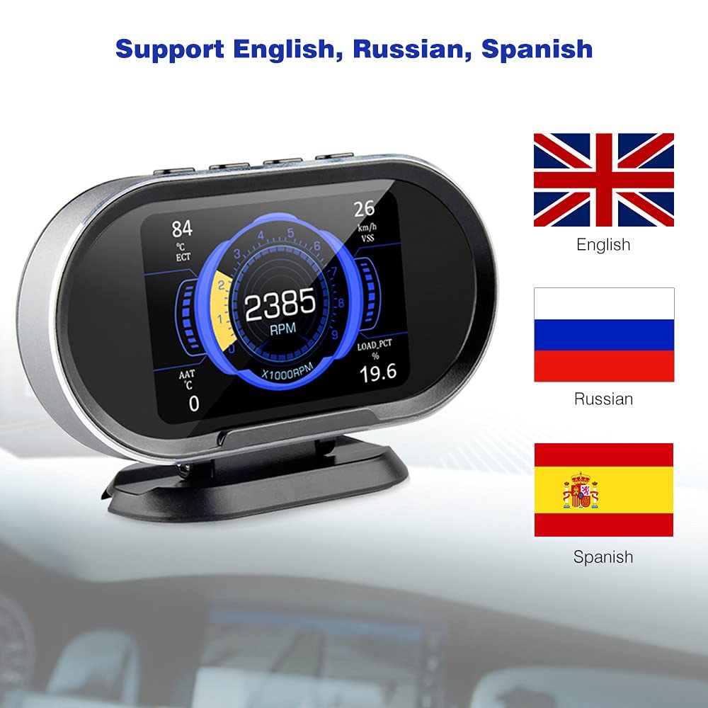 OBD2 Scanner - On-Board Diagnostic Tool for Cars - Digital Display with Real-Time Fuel Consumption & Water Temperature Monitoring - Compatible with OBD II Vehicles (Black) - Perfect for DIY Car Diagnostics & Performance Tracking