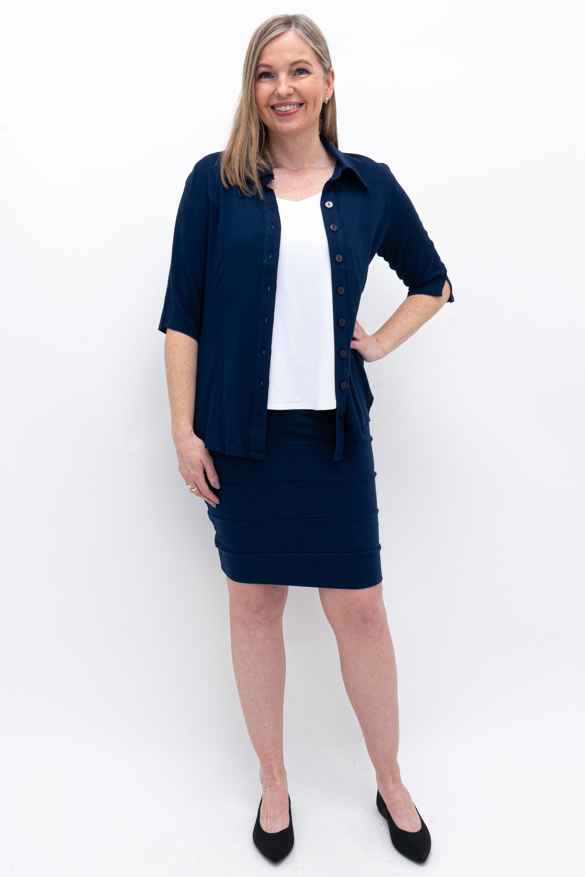 Jonelle Skirt - Soft Bamboo Fabric in Indigo Blue - Perfect for Summer Outfits, Beach Vacations & Casual Wear