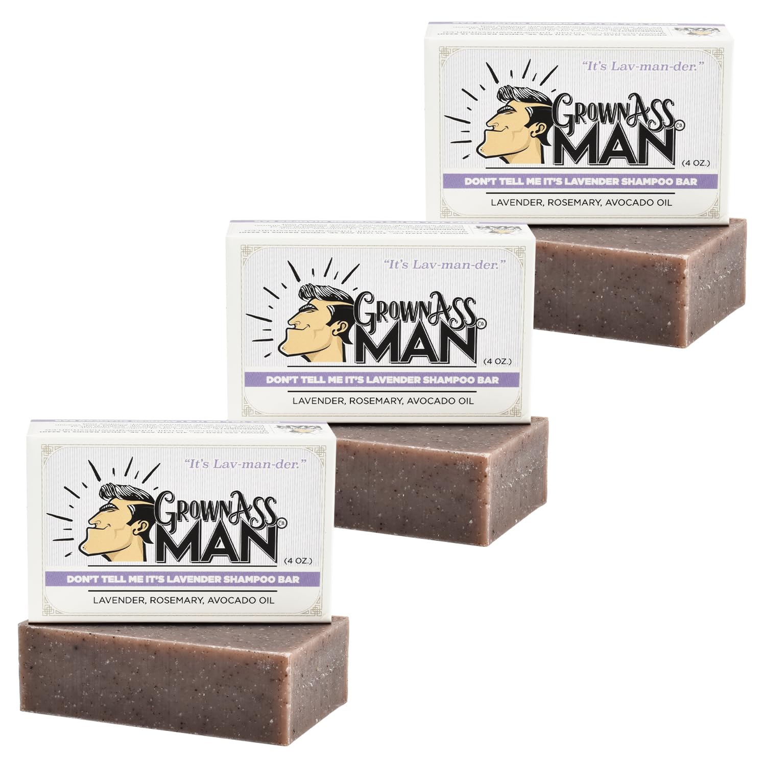 **3-in-1 Solid Shampoo Bar for Hair, Beard & Body – Rich Lather, Plastic-Free & Eco-Friendly, Natural & Organic for All Hair Types, 4oz (Lavender Scent, 3-Pack) – Ideal for Travel, Gym & Zero-Waste Lifestyle**