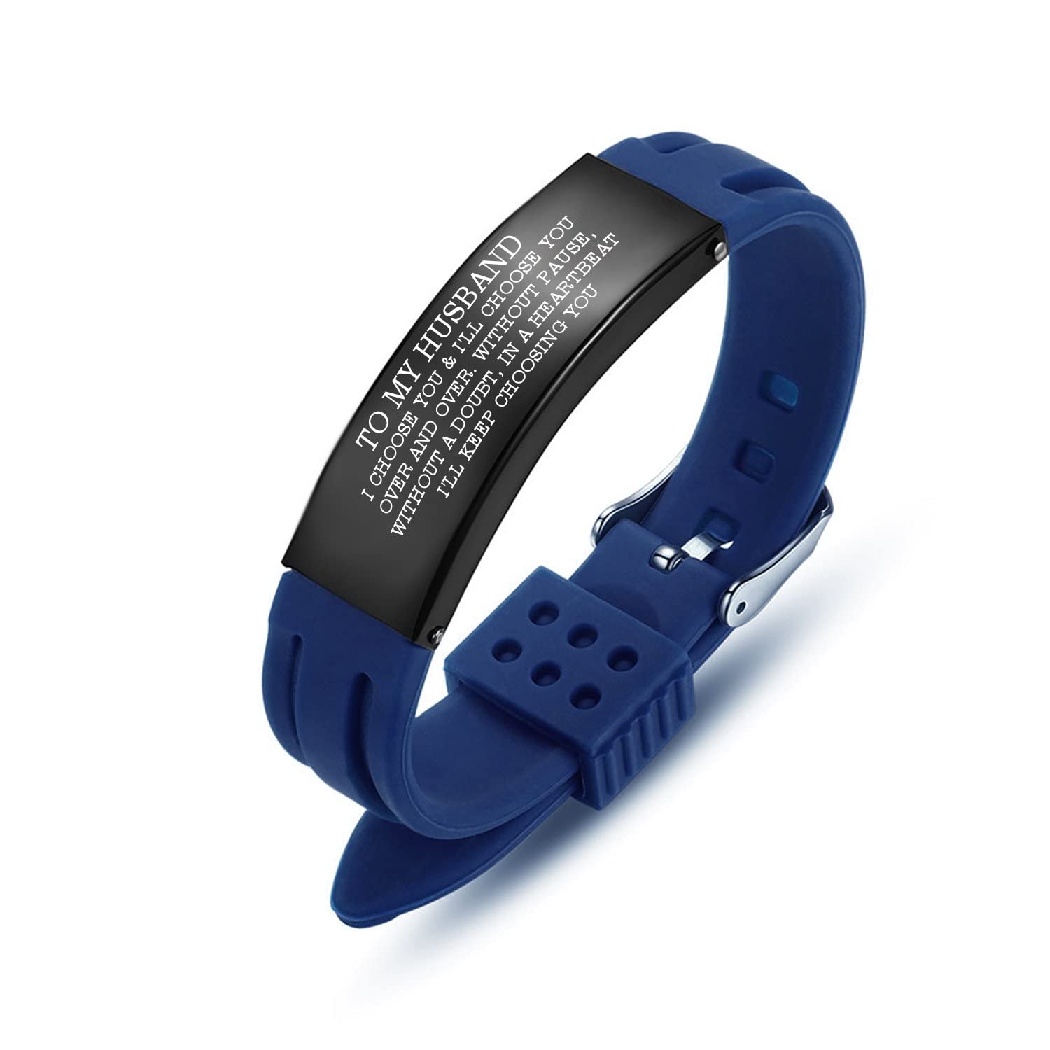 Sport Silicone Engraved Love Bracelet for Husband - Romantic Valentine's Day Gift from Wife - Perfect for Anniversary, Wedding & Couple Matching Jewelry