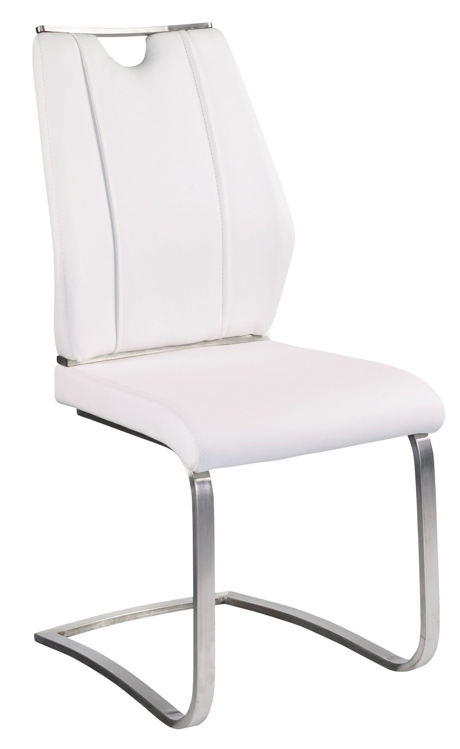 Lexington Side Leather Chair in Brushed Stainless Steel - Set of 2 Modern Dining Chairs for Home & Office | Perfect for Dining Rooms, Conference Tables & Lounge Areas