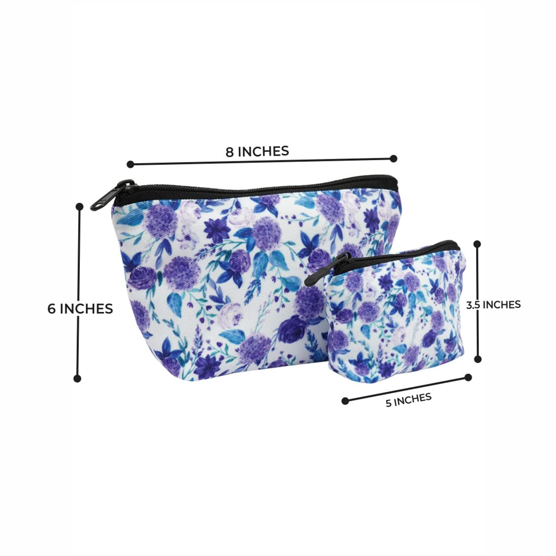 Crazyify Printed Makeup Bag Set of 2 - Waterproof Cosmetic Pouch & Travel Toiletry Organizer for Women | Perfect for Travel, Gym, and Daily Essentials Storage
