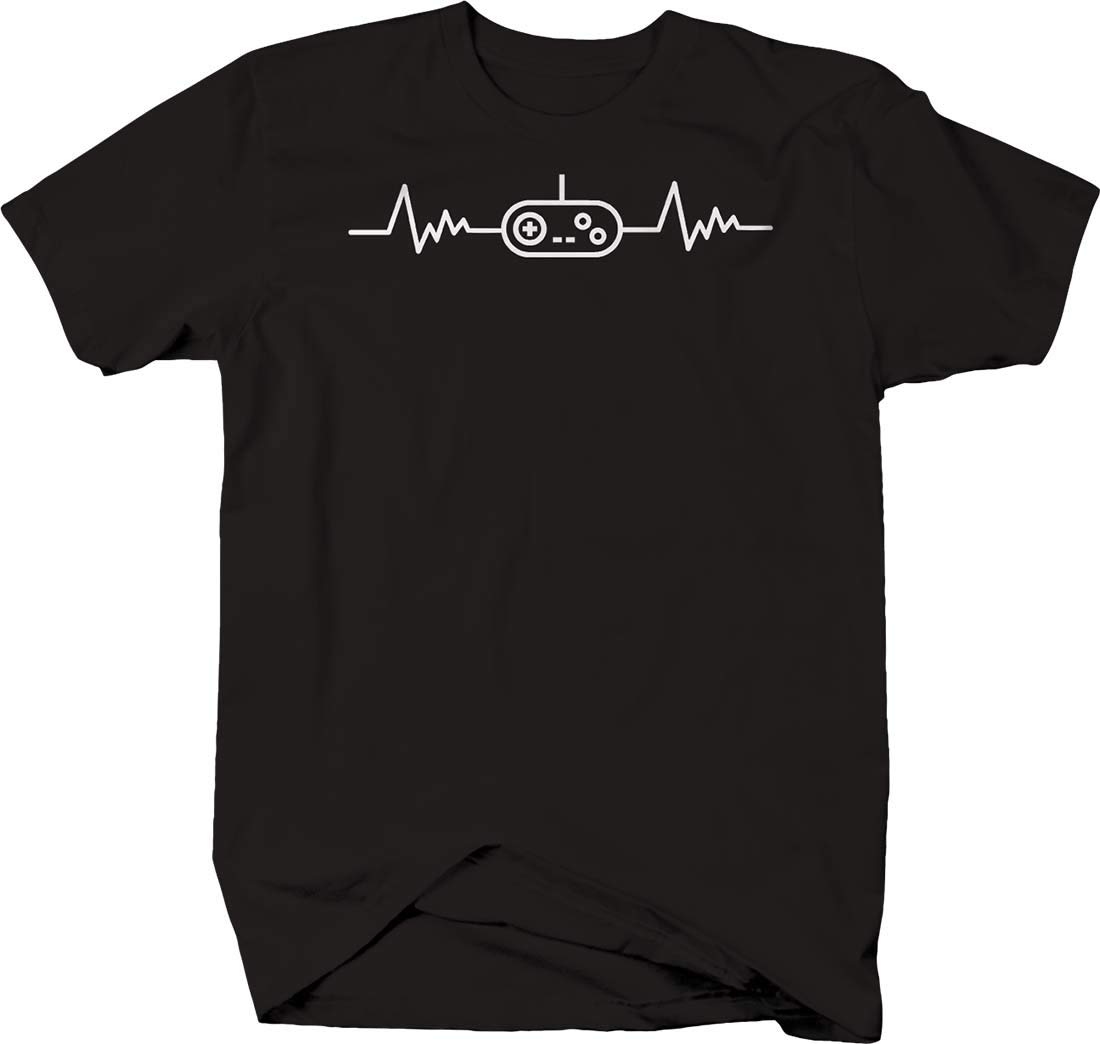 Classic Controller Lifeline Heartbeat Gamer Funny Video Games T-Shirt for Men - Perfect Gift for Gamers & Casual Wear