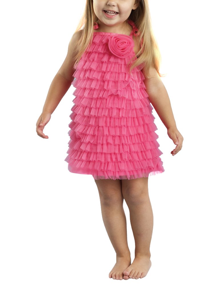 Mud Pie Baby Girls' Chiffon Ruffle Dress - Elegant & Comfortable Toddler Party Outfit for Birthday, Photo Shoot & Special Occasions