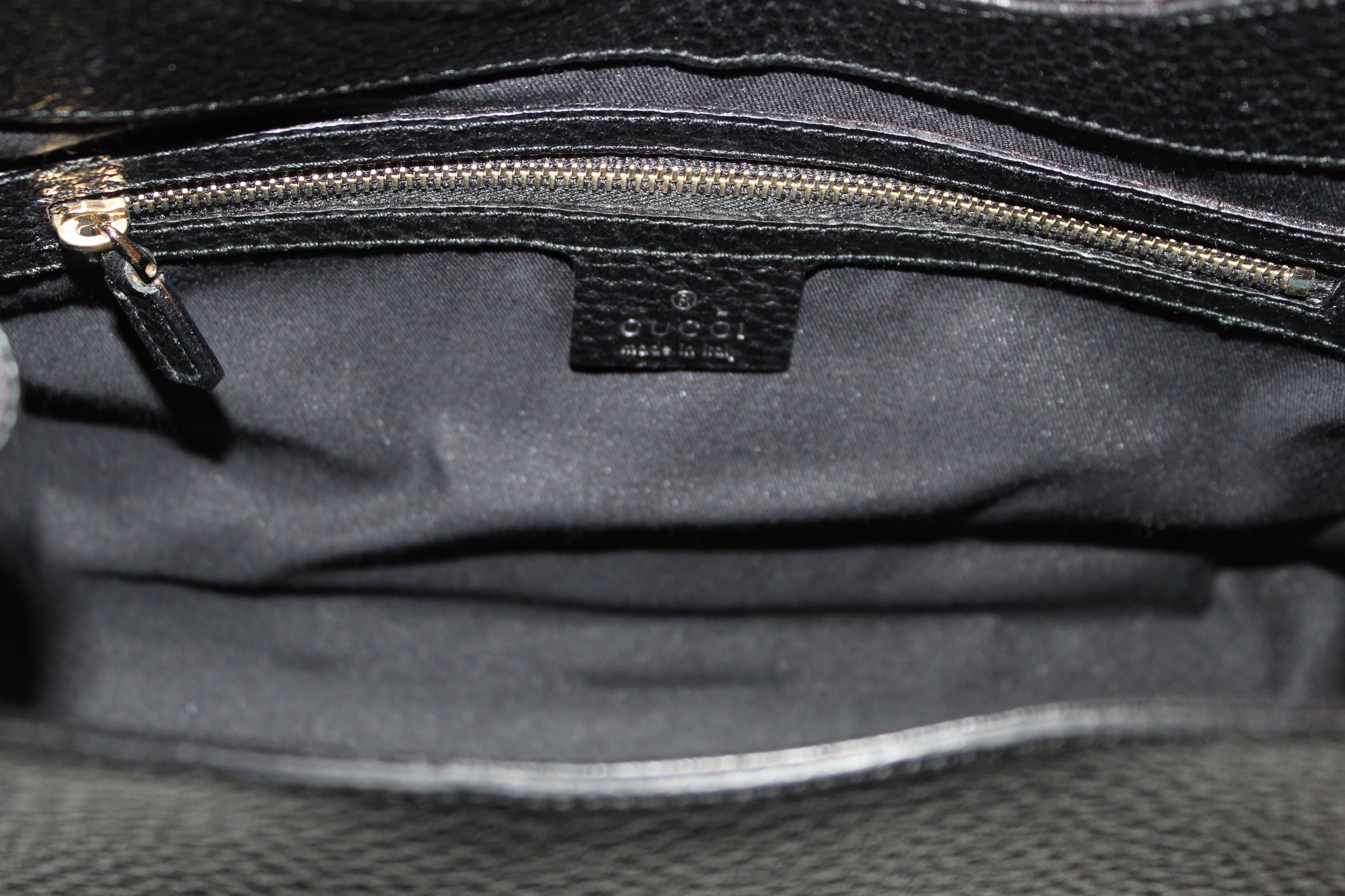 Authentic Gucci Black Pebbled Leather Small Tote Bag for Women - Luxury Designer Handbag for Work, Travel & Everyday Use
