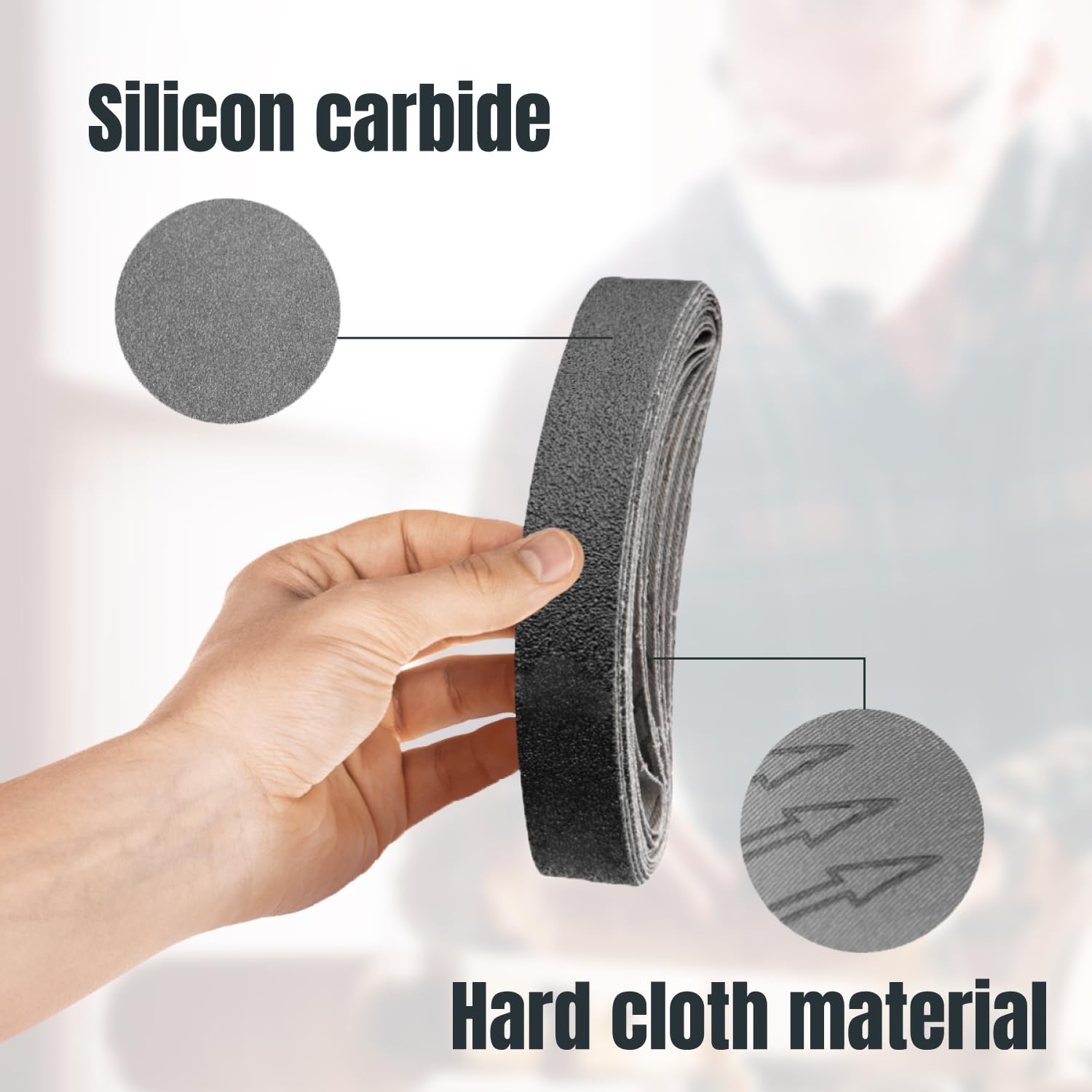POWERTEC 46003 18-Inch Sanding Belts Kit - 18PK Assorted Grits (120/240/400/600/800/1000) Silicon Carbide Knife Sharpening Belts for Work Sharp WSSAKO81112 Blade Grinder - Perfect for Woodworking, Metal Polishing & Knife Sharpening