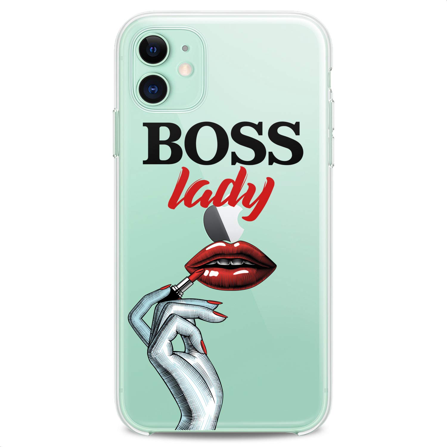 Premium TPU Phone Case for iPhone 16/15/14/13/12/11 Pro Max/Plus/Mini/Xs/Xr/X/8+/7/6/5/SE - Slim Clear Silicone Cover with Elegant Red Lips Design - Perfect for Business Women & Fashion Lovers (Office, Dating, Daily Use)