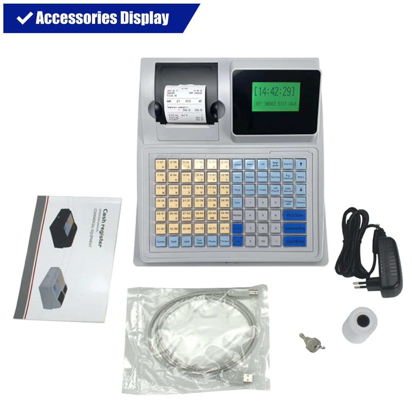Electronic Cash Register with Receipt Printer & Cash Drawer - 81-Key POS System with Member Management for Retail Stores, Supermarkets & Convenience Shops - Perfect for Checkout Counters & Small Business Transactions