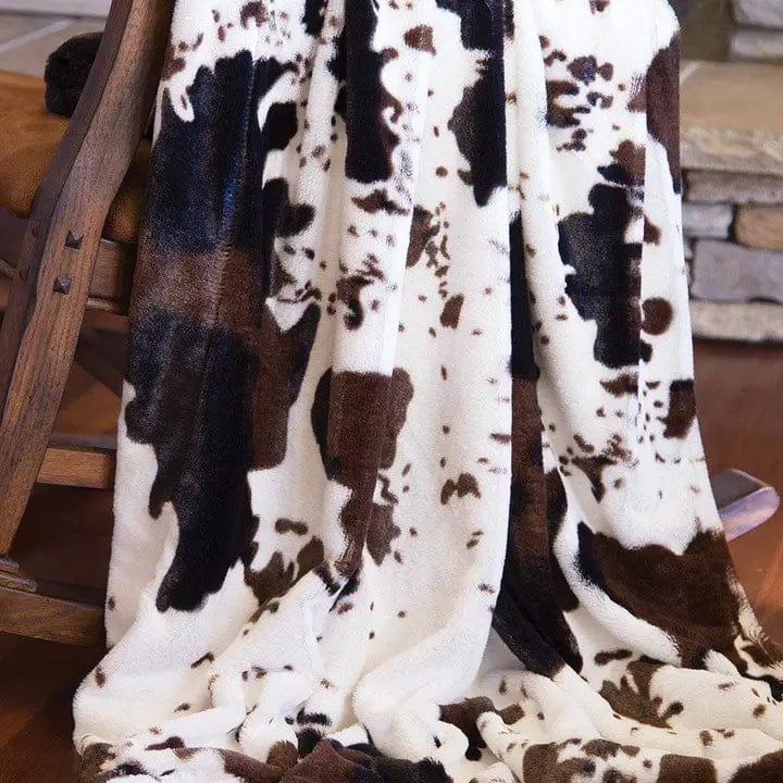 Tri-Color Cowhide Faux Fur Throw Blanket - Soft & Luxurious 50