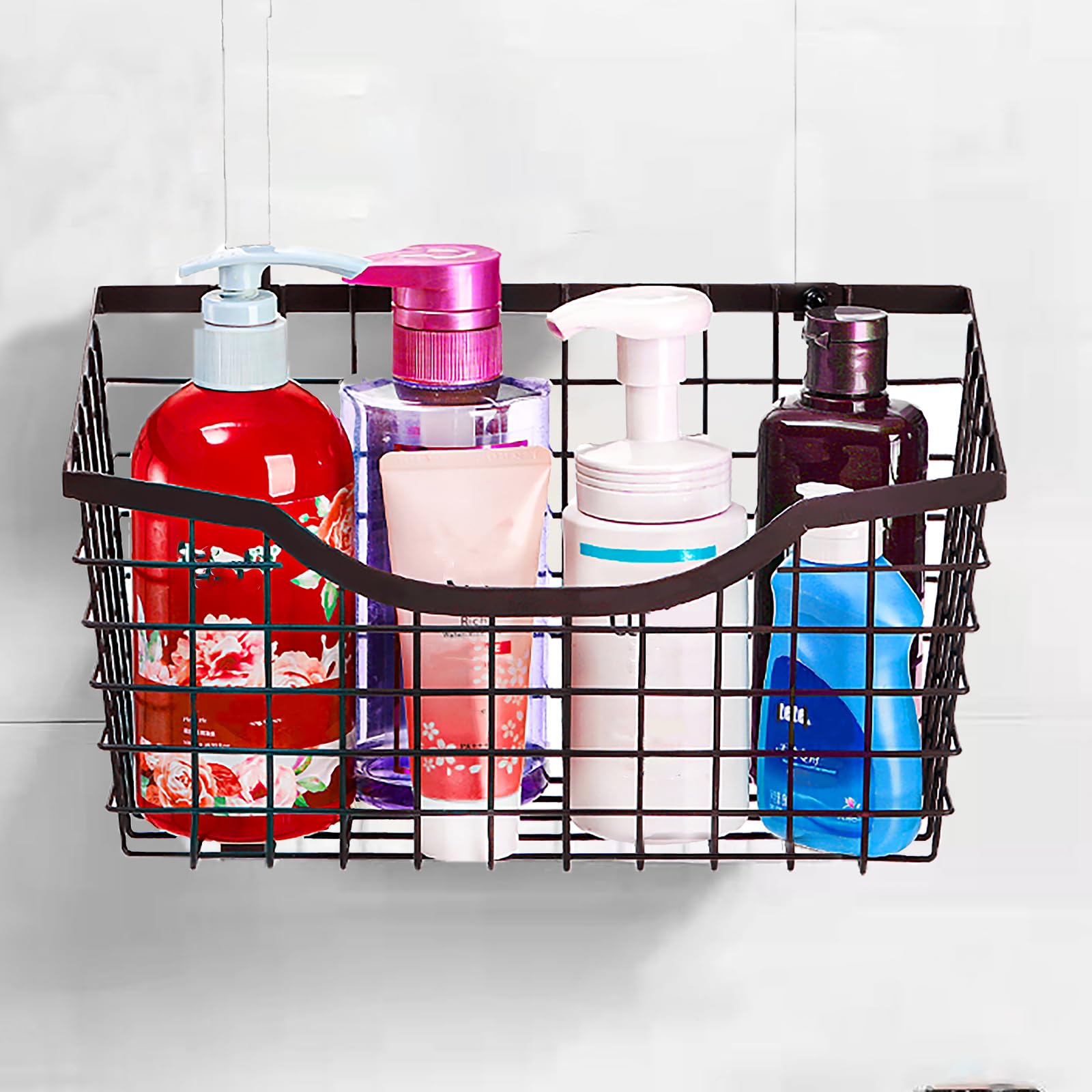 Nicunom 2-Pack Large Metal Wire Wall Mount Baskets - Over Cabinet Door Hanging Organizer for Kitchen, Bathroom & Pantry Storage (Bronze) | Space-Saving Home Organization Solution