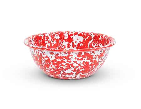 Vintage Enamelware Bowls Set of 4 - Red Marble Design for Cereal, Salad, Soup & Dessert | Durable Kitchen & Camping Tableware for Home, Picnic & Outdoor Use