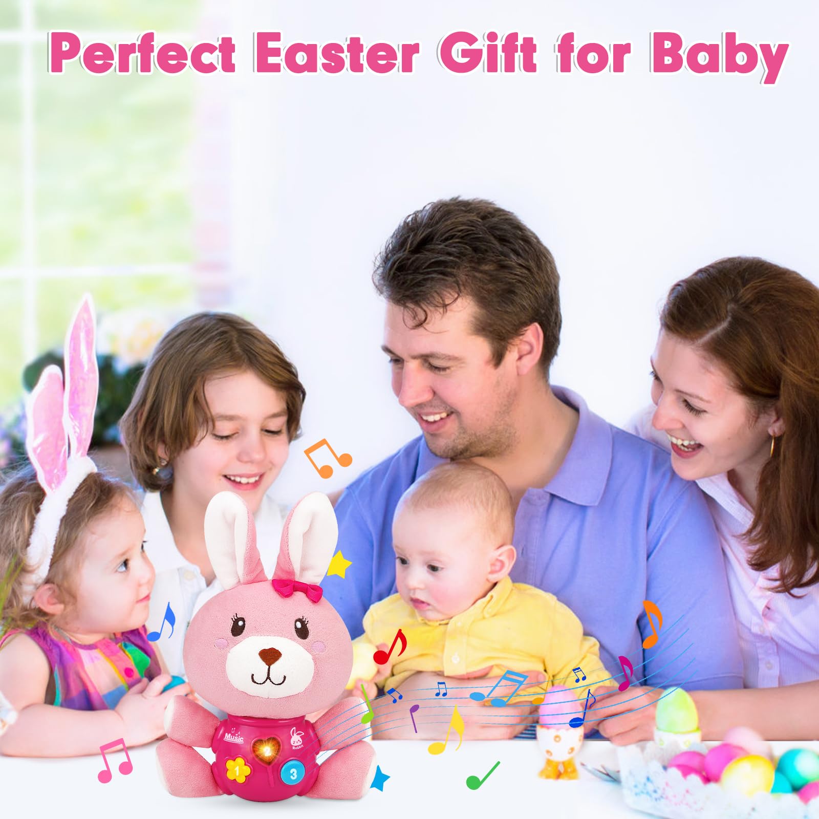 Soft Musical Easter Bunny Plush Toy for Babies 0-12 Months - Cuddly Stuffed Animal with Gentle Music - Perfect Easter Gift for Newborns, Infants & Toddlers (Girls & Boys) - Great for Nursery Decor, First Easter Celebration & Sensory Play