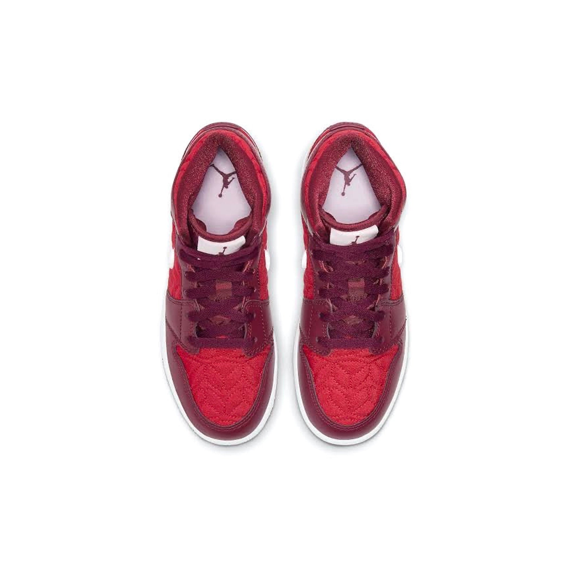 Air Jordan 1 Mid 'Red Quilt' GS Basketball Shoes for Girls - Stylish Sneakers for School, Sports & Casual Wear