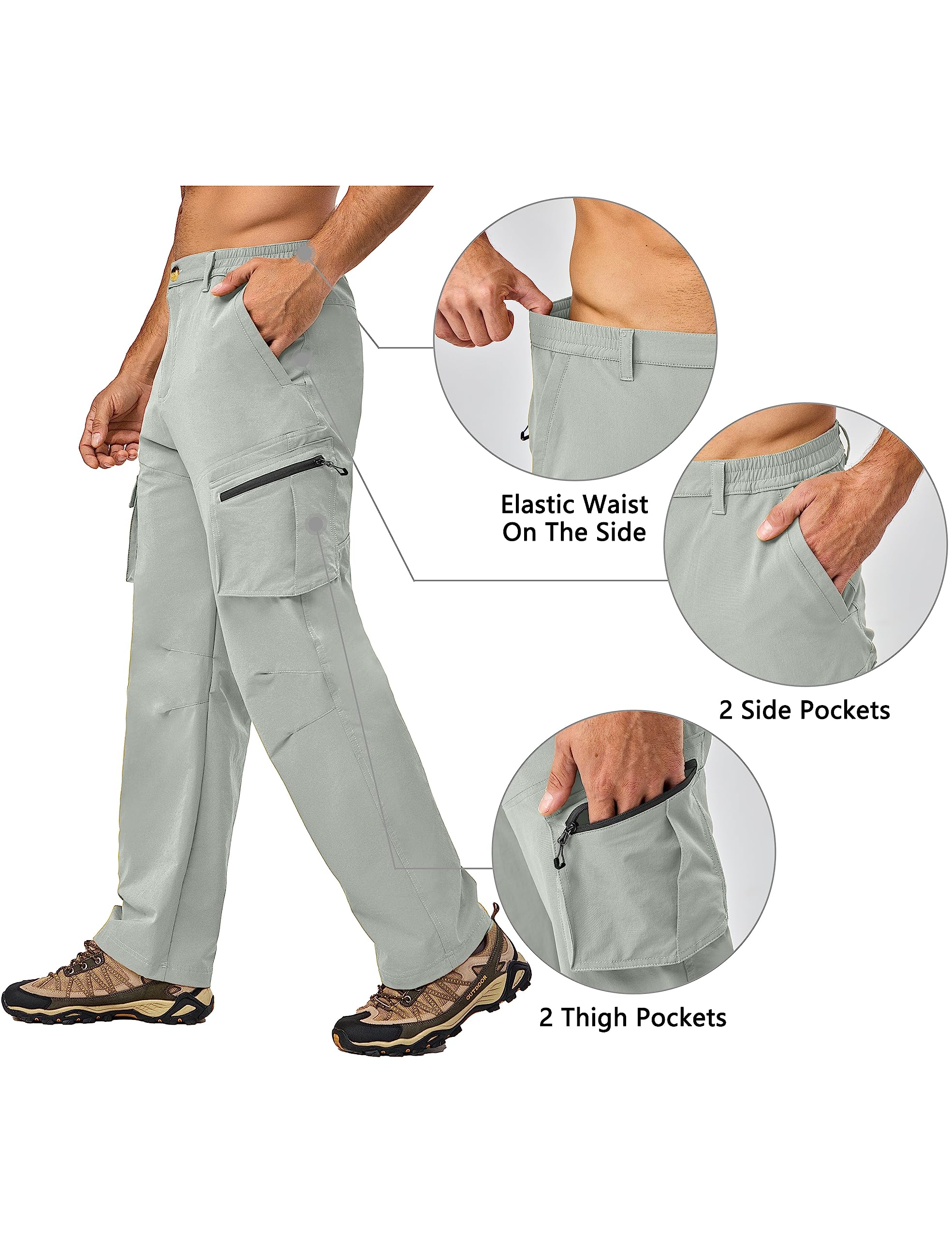 Little Donkey Andy Men's Quick-Dry UPF 50+ Cargo Pants - Stretch Lightweight Outdoor Hiking Pants with Multiple Pockets - Perfect for Hiking, Camping & Travel Adventures