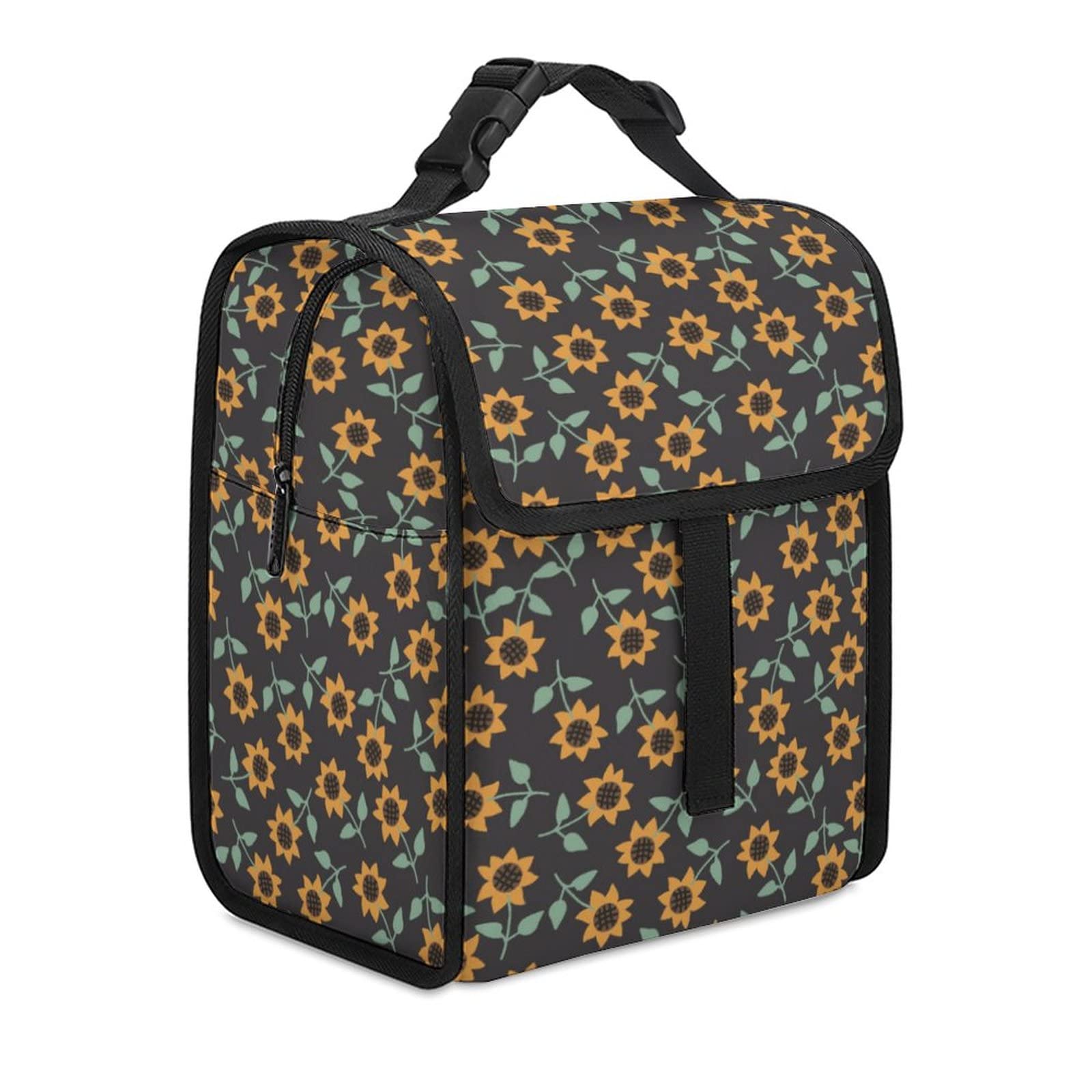 Cute Cartoon Sunflower Insulated Lunch Bag for Women & Men - Lightweight, Large Capacity, Leak-Proof Thermal Lunch Box for Work, School, Picnics, Hiking & Outdoor Activities