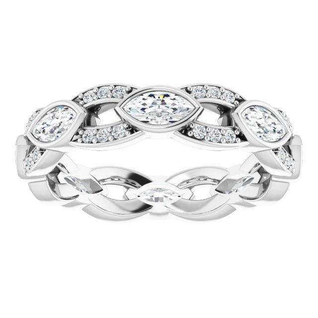 1.36 Carat Marquise & Round Diamond Eternity Band - Elegant Wedding Ring for Women, Anniversary Gift, Bridal Jewelry for Special Occasions