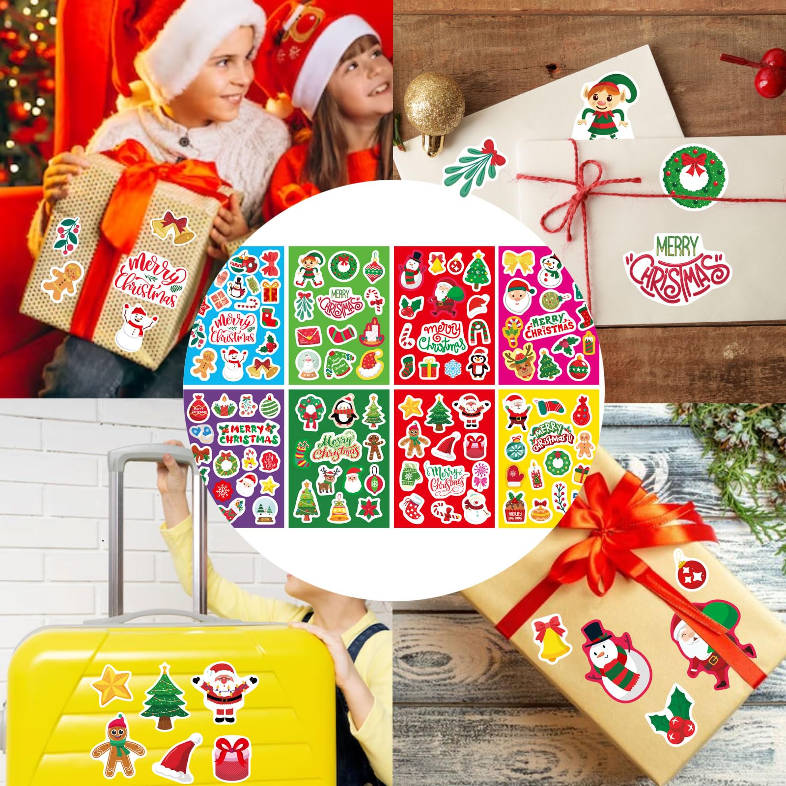 Christmas Stickers for Kids - 50 Unique Merry Holiday Designs, Winter Party Decorations, Xmas Goodie Bag Fillers & Party Favors - Perfect for Classroom Activities, Gift Wrapping & Holiday Crafts