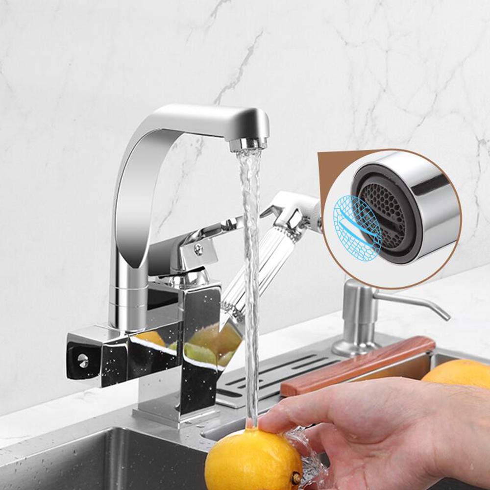High-Quality Chrome Plated Pull-Out Sprayer Kitchen Faucet with Hot & Cold Water Mixer - Perfect for Modern Home Kitchens, Dishwashing & Food Prep