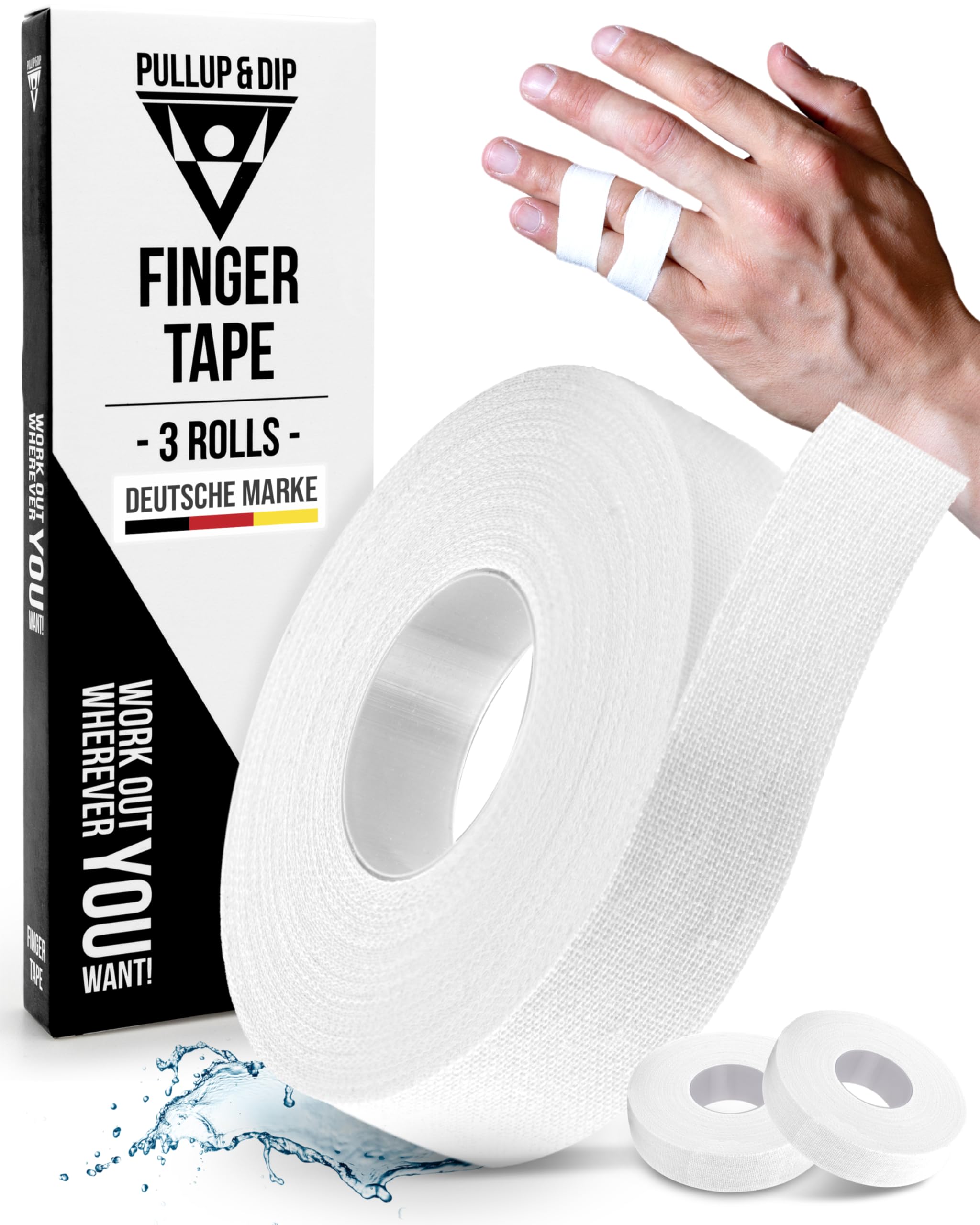 Extra Strong Finger Tape for Sports - 3 Rolls Athletic Tape for Weightlifting, Volleyball, Basketball, BJJ & Climbing | Skin-Friendly Adhesive Protection for Fingers | Perfect for Gym, Boulder & Court Performance