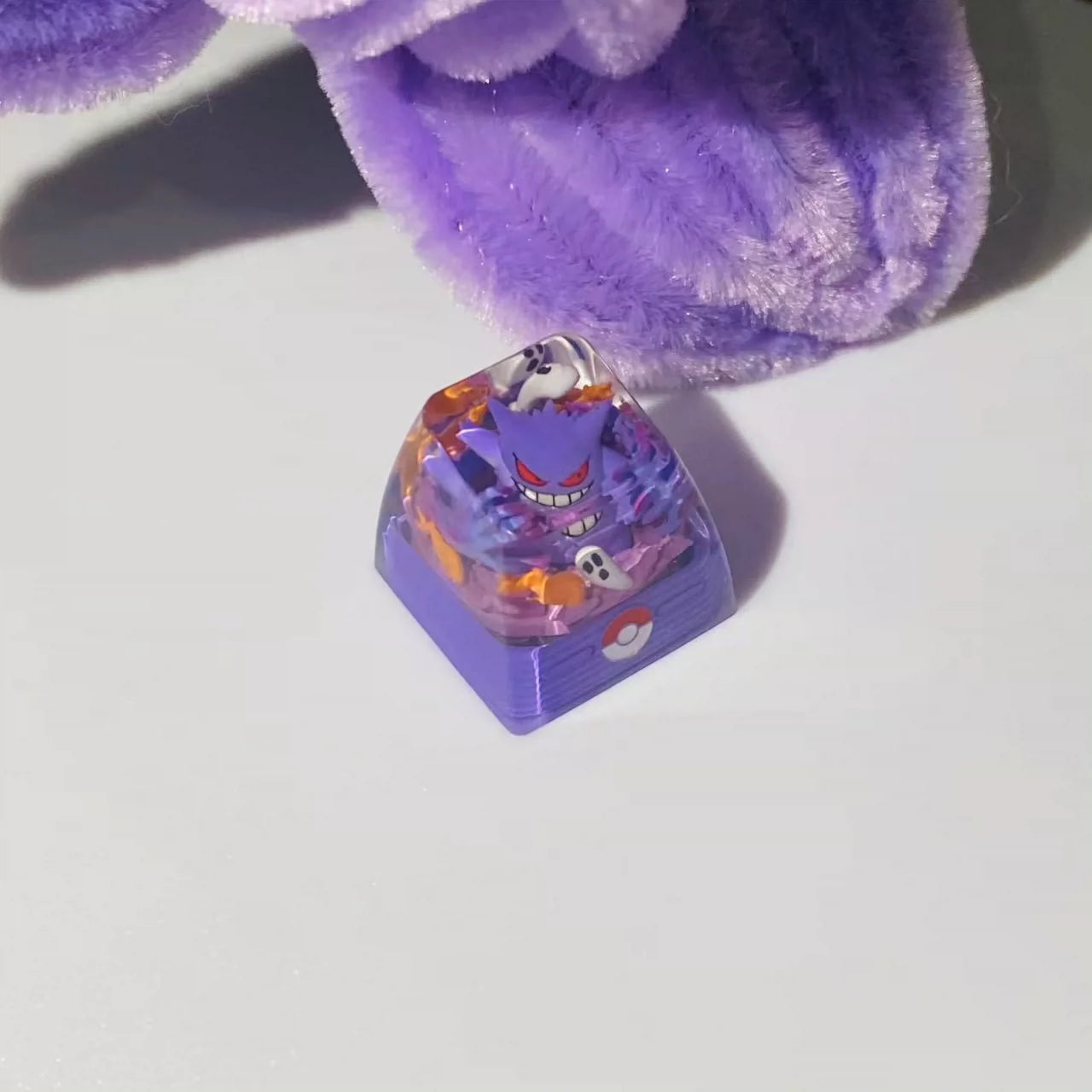 Premium Crystal Clear Resin Keycaps - 1U Ghost Gengar Anime Keycap for Mechanical Keyboards | Colorful Custom Resin Artisan Keycaps for Gaming & Typing Enthusiasts | Perfect for PC, Mac, Laptop Keyboard Customization