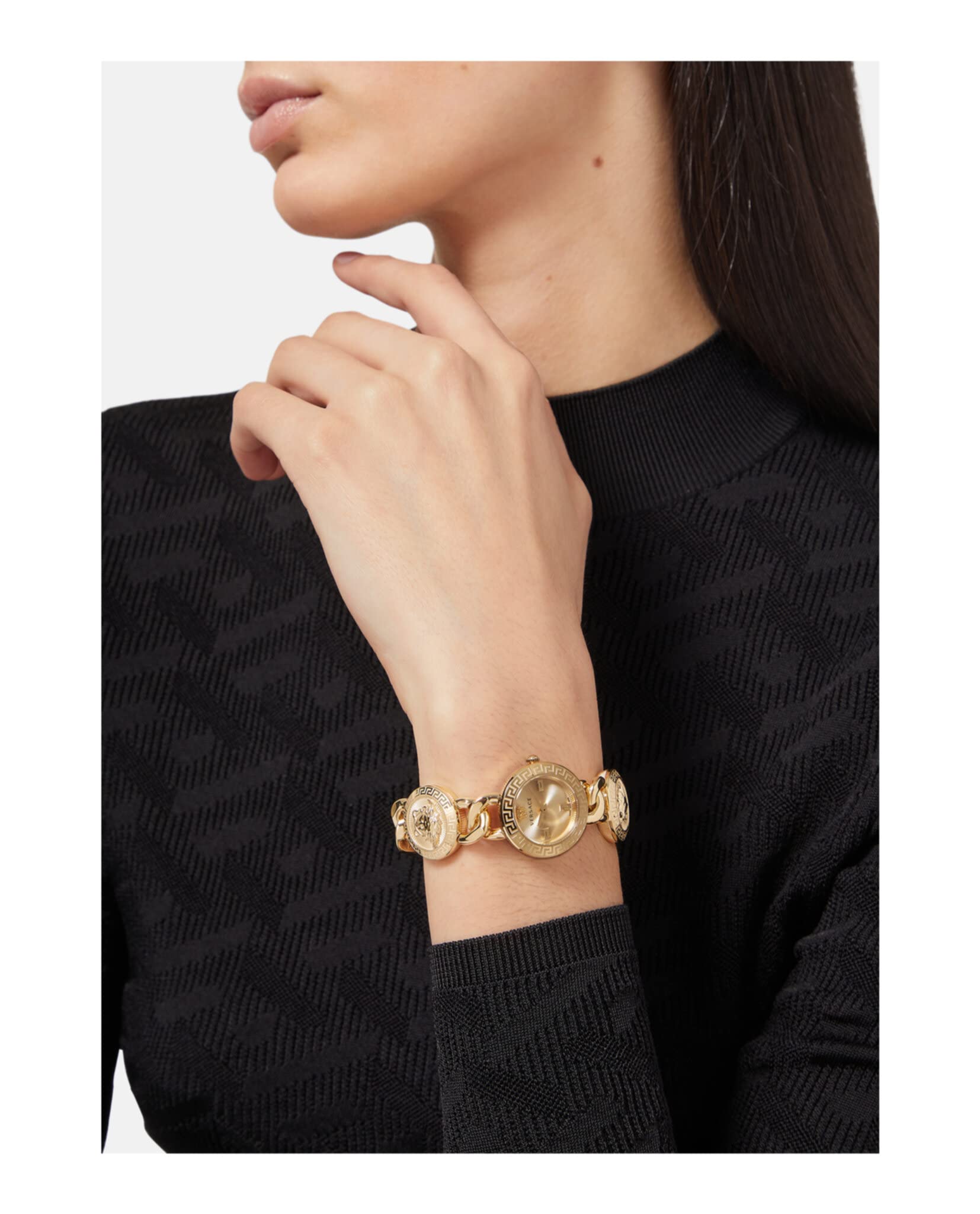 Versace Stud Icon Collection Luxury Women's Watch - Gold Bracelet, Case & Dial | Elegant Timepiece for Formal Events, Parties & Special Occasions