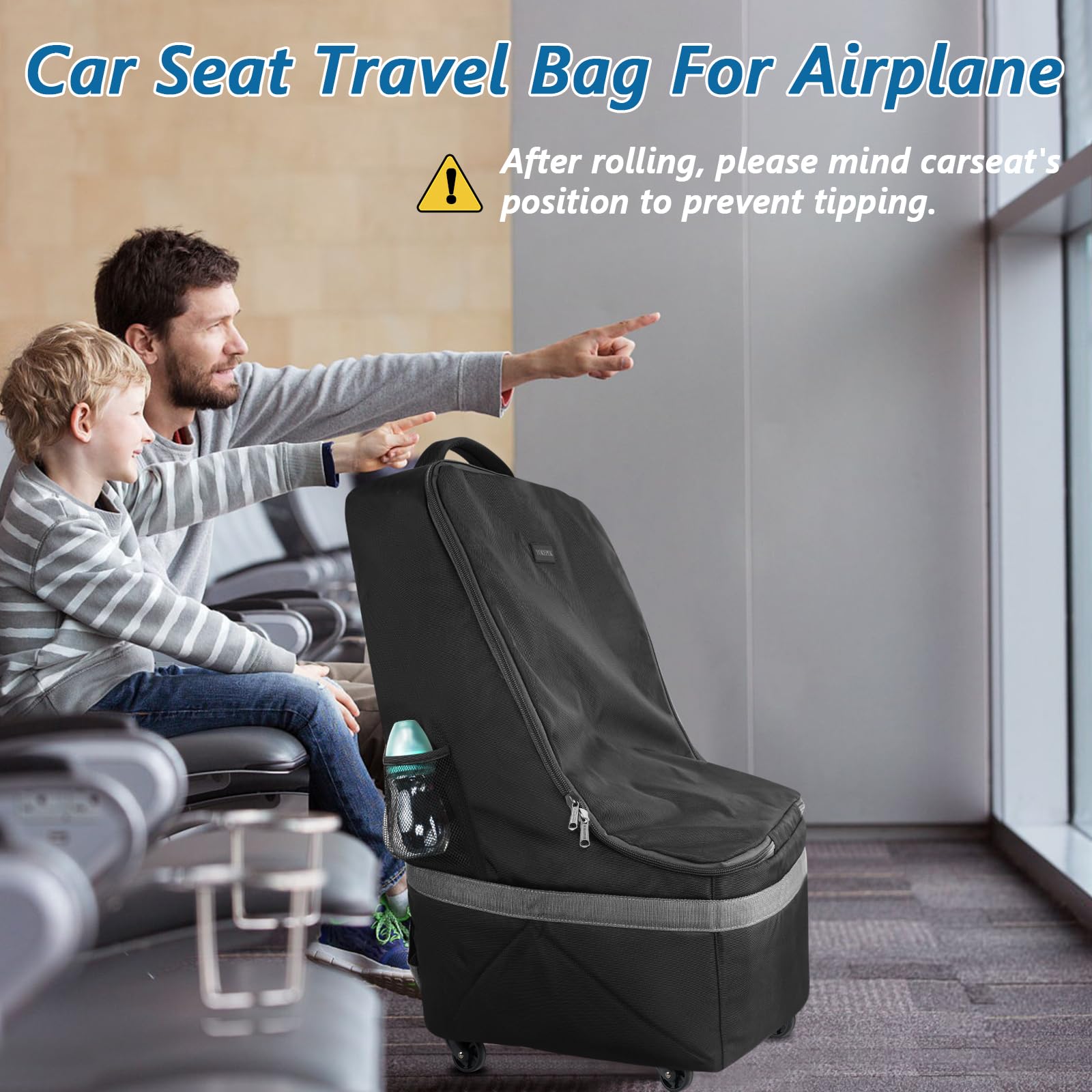 **YOREPEK Wheeled Car Seat Travel Bag - Padded Car Seat Backpack for Airplane & Airport, Large Gate Check Bag with Shoulder Strap - Perfect for Air Travel, Road Trips & Baby Gear Protection**