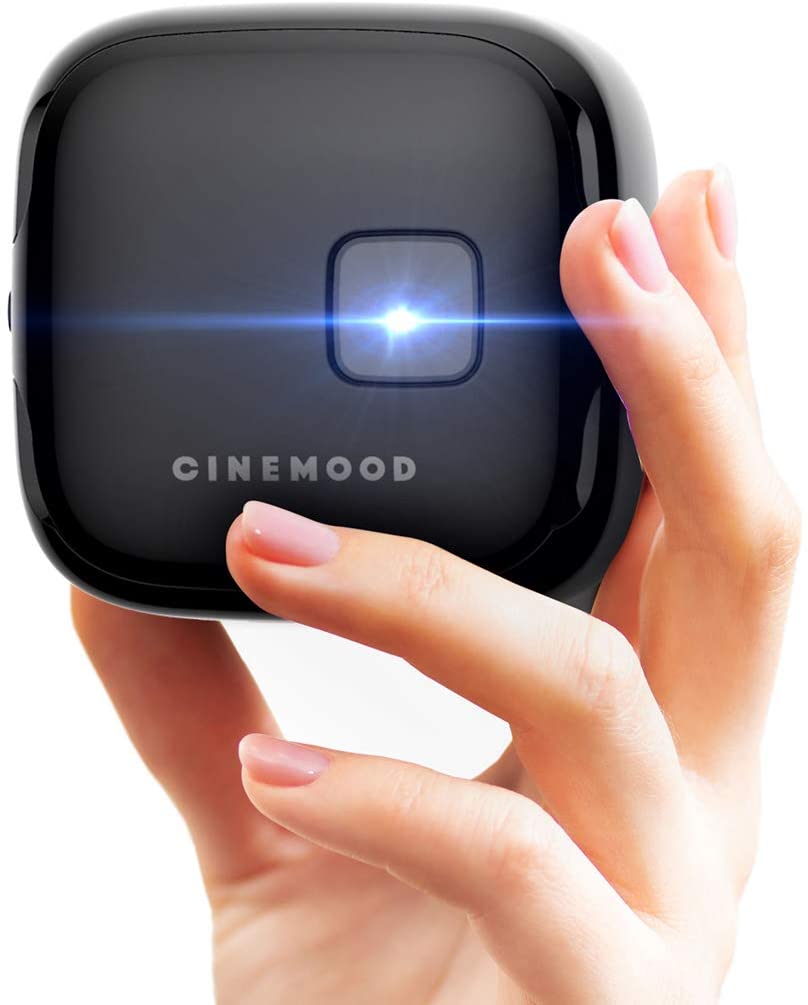 Cinemood 360 Portable Smart Projector - Stream Disney+, Prime Video, Netflix & YouTube | Built-in Games | White HD Mini Projector for Home Theater, Camping & Kids Bedtime Stories