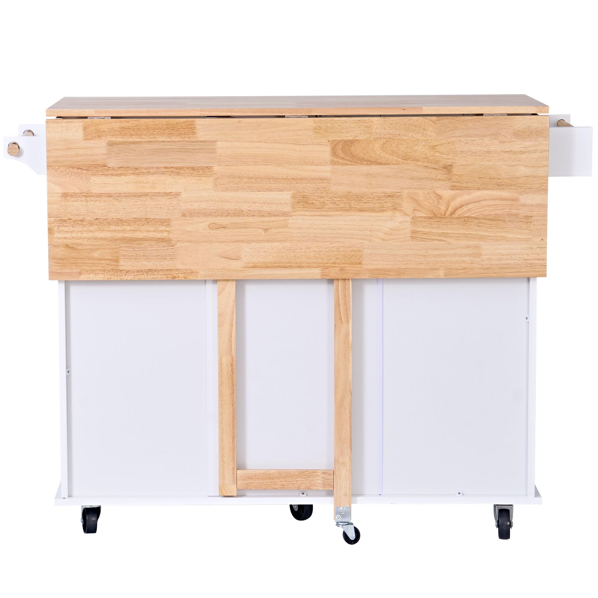 Soges Mobile Kitchen Island with Storage & Drop Leaf - Rolling Kitchen Cart with 3 Drawers, Large Cabinets & Adjustable Shelves - White - Perfect for Small Kitchens, Apartments & Food Prep Stations