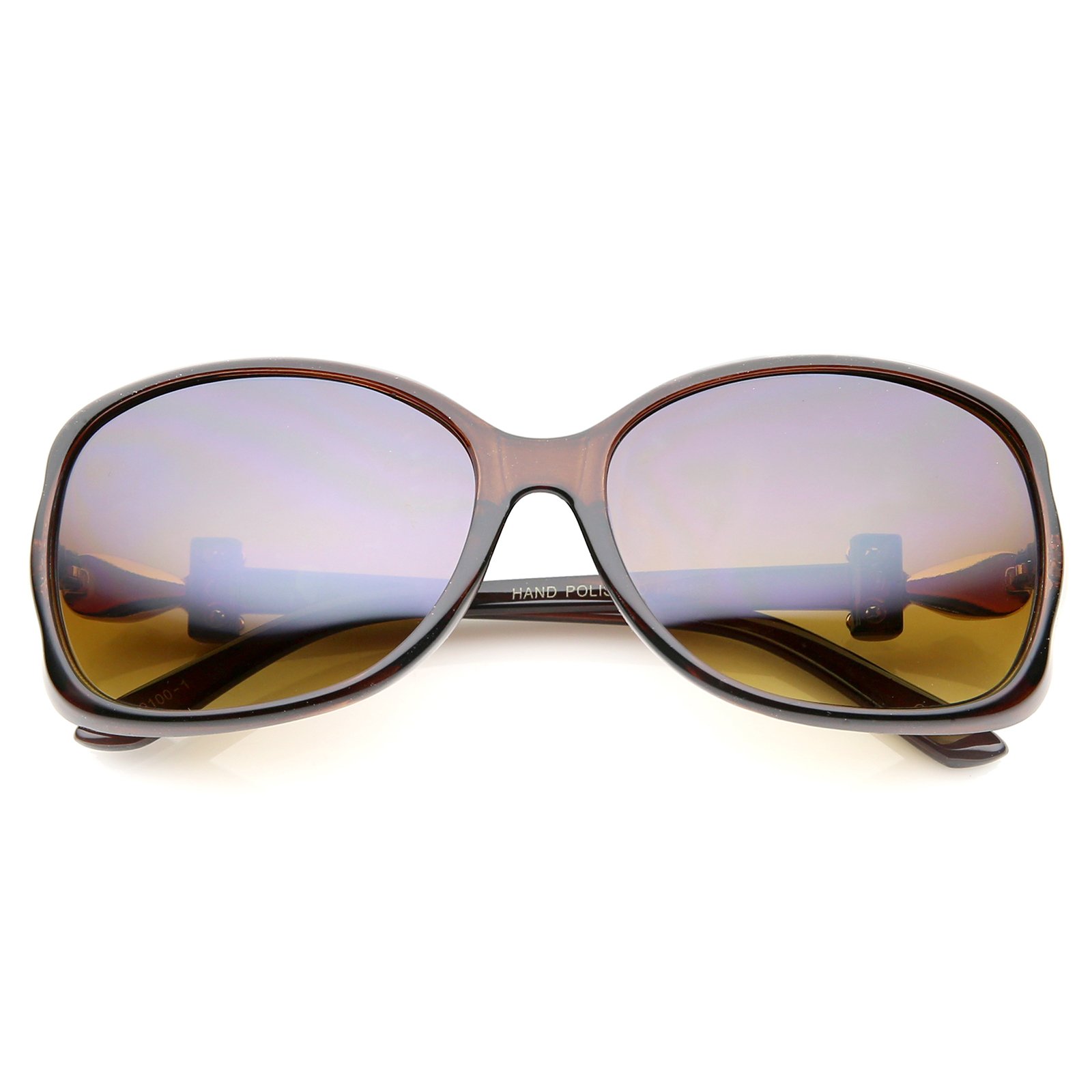 Stylish Women's Oversized Metal Temple Sunglasses with Rhinestone Accent & Gradient Lens (61mm) - Perfect for Beach, Driving, and Fashion Outfits