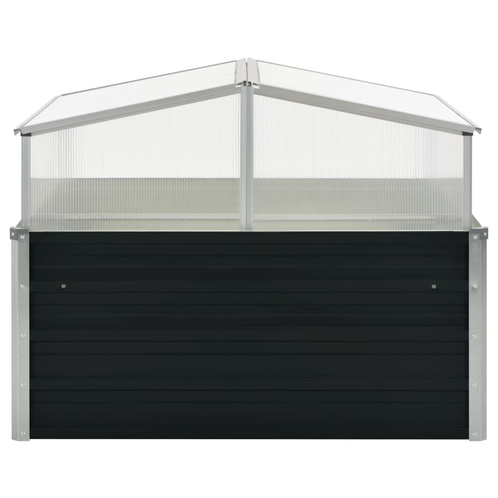 vidaXL Greenhouse with Polycarbonate Board & Galvanized Steel Frame - Durable Outdoor Plant Protection Structure with Air-Prop-Up Feature | Easy Assembly Square Design in Anthracite | Perfect for Gardening, Seed Starting & Year-Round Plant Growth