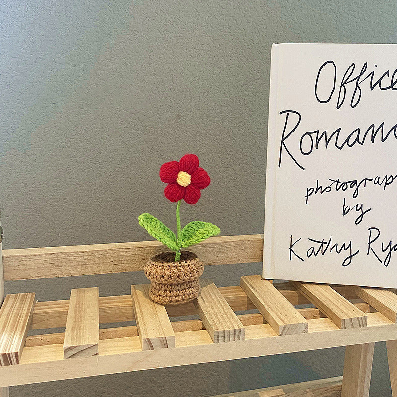 Handmade Crochet Mini Potted Flowers - Small Decorative Artificial Plants for Home, Office, Wedding Decor - Perfect for Table Centerpieces, Shelf Displays & Gift Giving