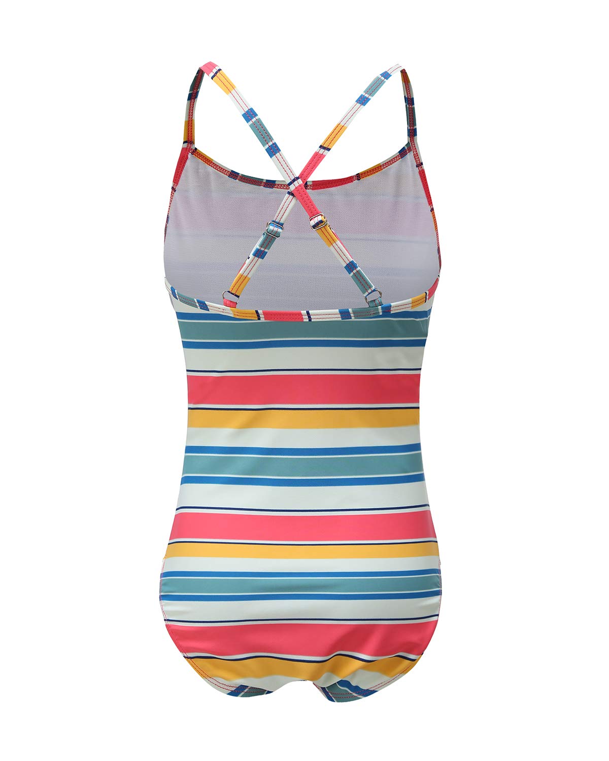 Girls' Striped Rainbow One Piece Swimsuits - Cute Bathing Suit for Kids | Perfect for Beach, Pool & Summer Vacations