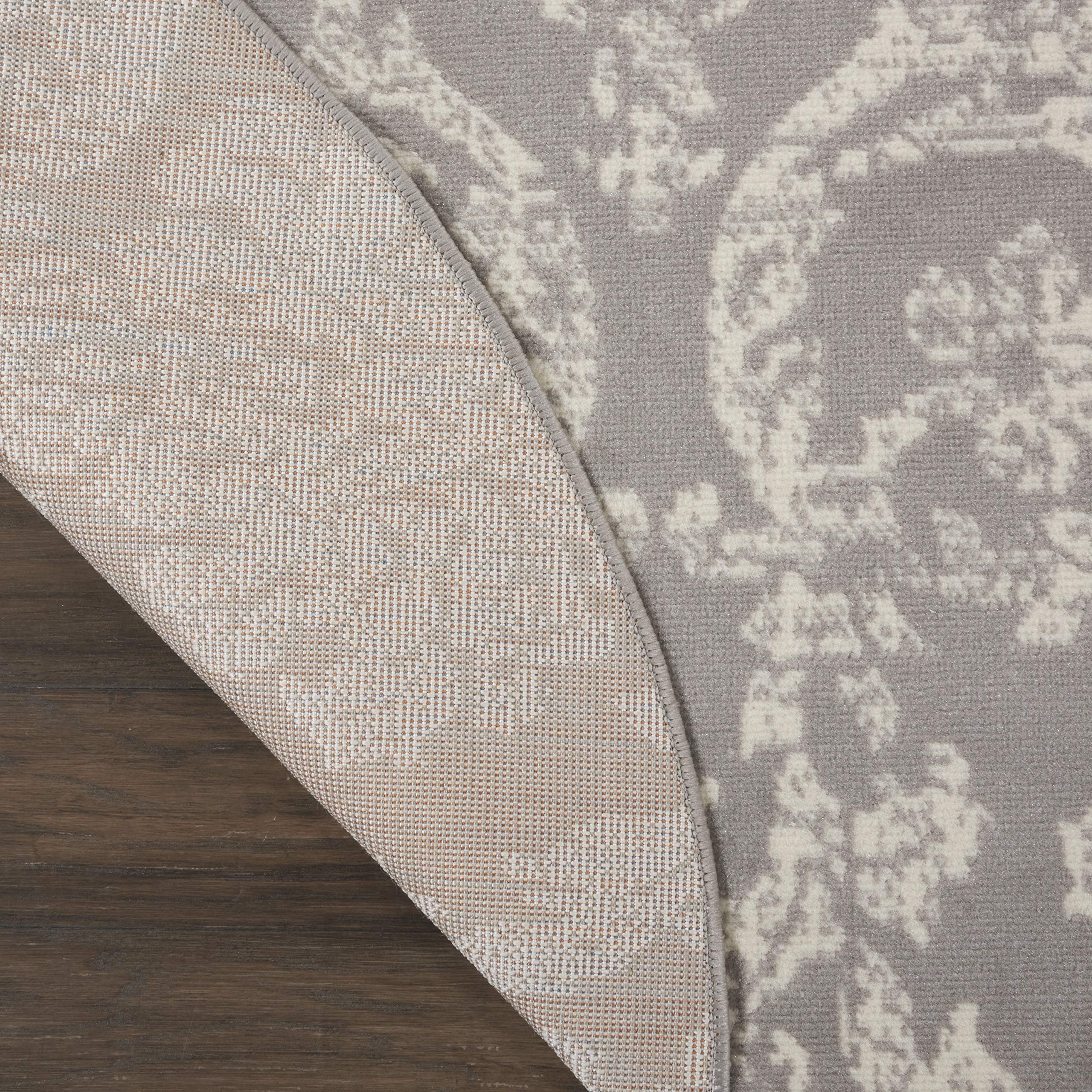 Nourison Jubilant Damask Grey 8' Round Area Rug - Easy Cleaning, Non-Shedding, Soft & Durable - Perfect for Bedroom, Living Room, Dining Room & Kitchen Decor (8' Round) - Ideal for Home, Office & High-Traffic Areas