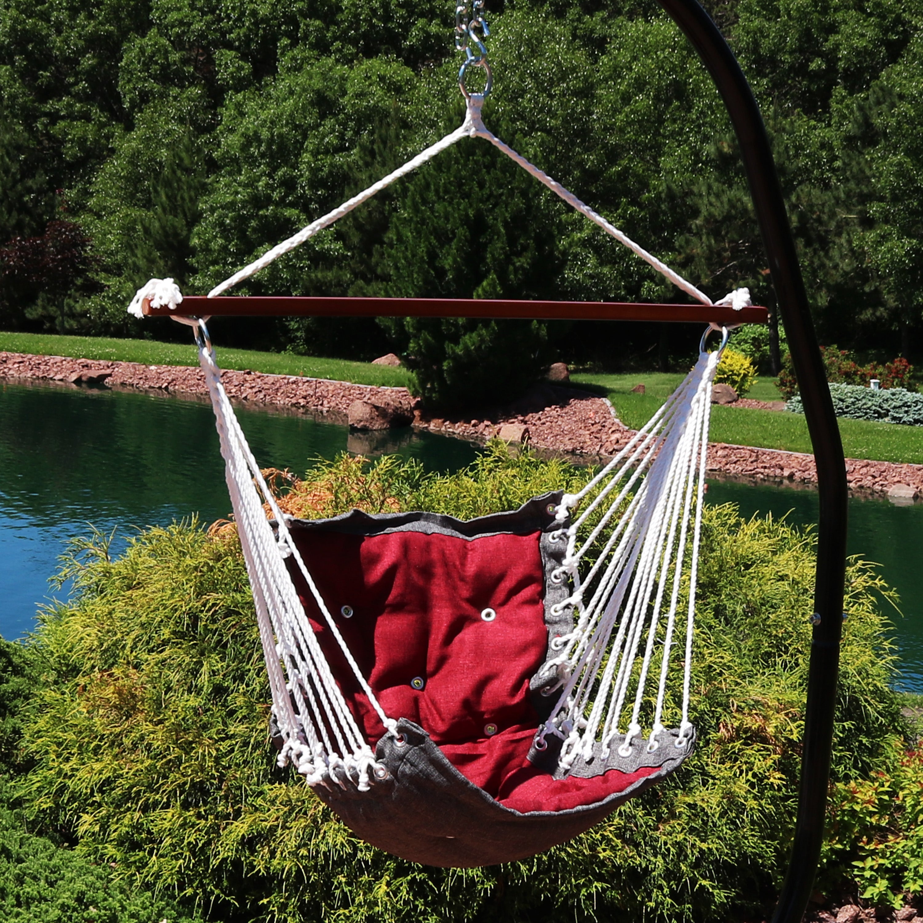 Sunnydaze Tufted Victorian Outdoor Hammock Chair Swing - Comfortable Hanging Chair for Patio, Garden, Porch & Backyard Relaxation