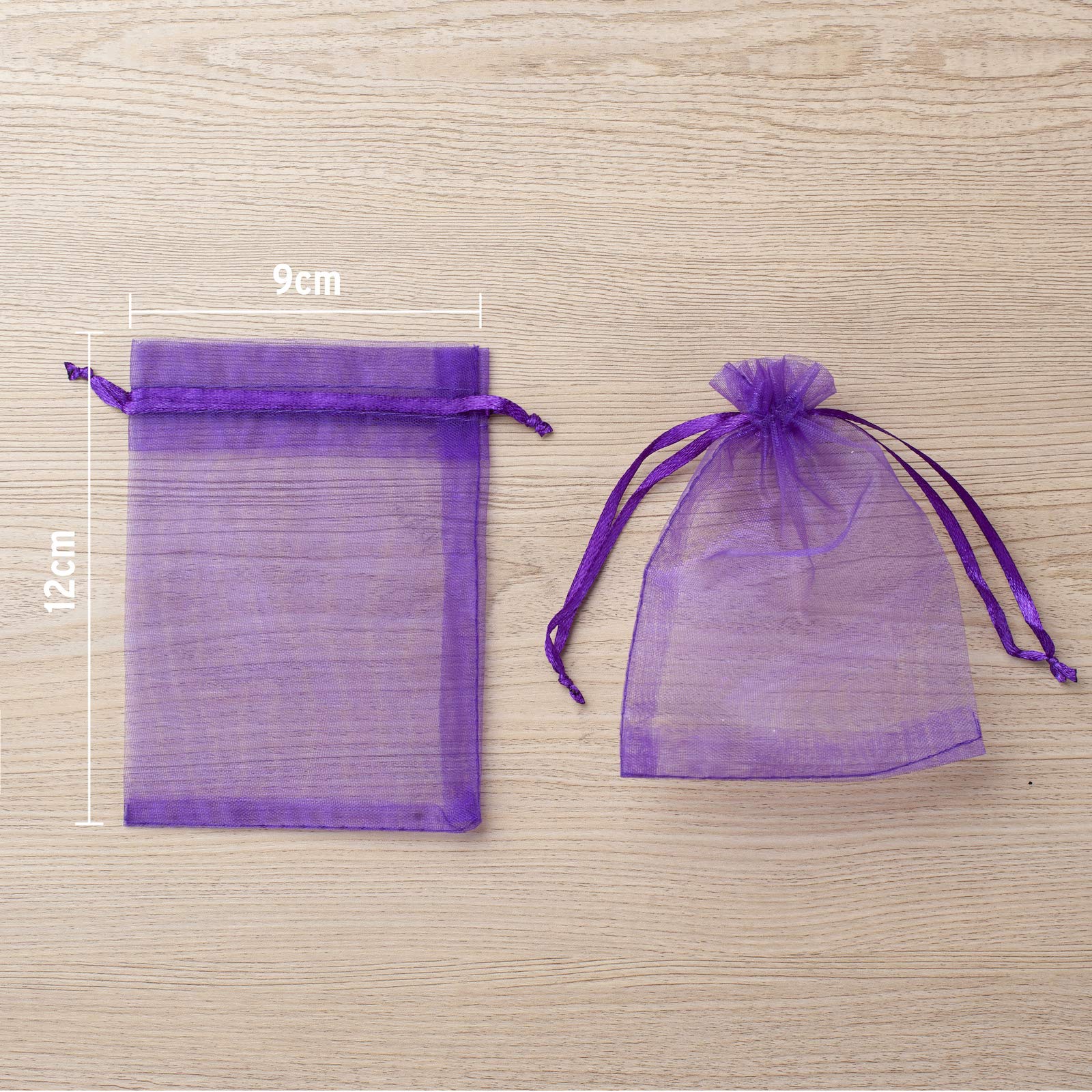 100pcs 3x4 Inches Sheer Organza Bags with Drawstring - Purple Jewelry Pouches for Wedding Favors, Party Gifts, Christmas Candy & Small Sachets | Perfect for Bridal Showers, Birthday Celebrations and Holiday Gift Wrapping