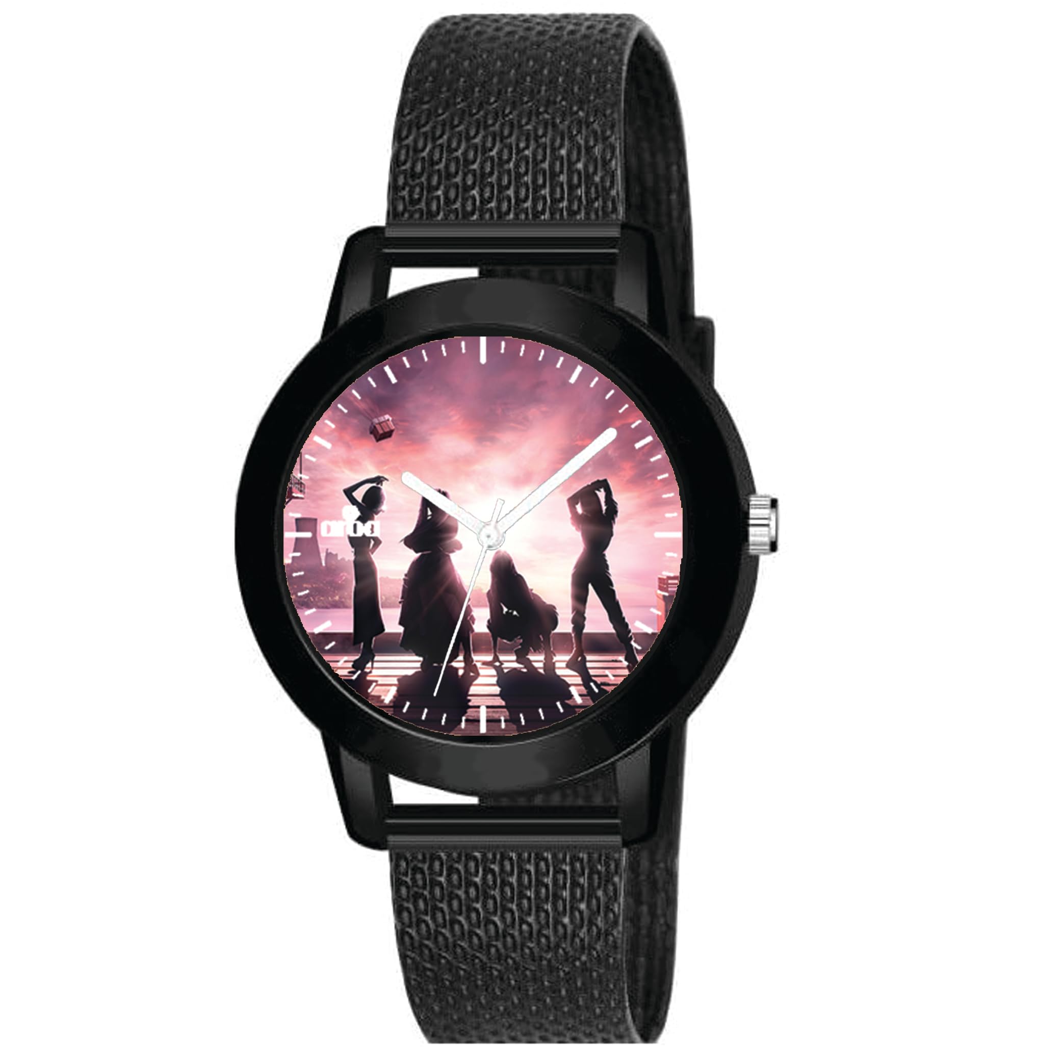 AROA PUBG Blackpink Avatar Analog Watch for Women - Black Metal Rubber Band with Red Dial | Stylish Ladies Wristwatch for Girls | Perfect for Gaming Fans, Fashion Accessories & Daily Wear