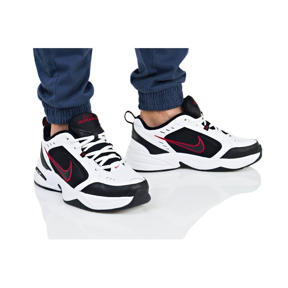 Nike Men's Air Monarch IV Walking Shoes - White/Black/Red - Size 13 - Comfortable Athletic Shoes for Walking, Running & Gym Workouts - Ideal for Men's Fitness & Casual Wear