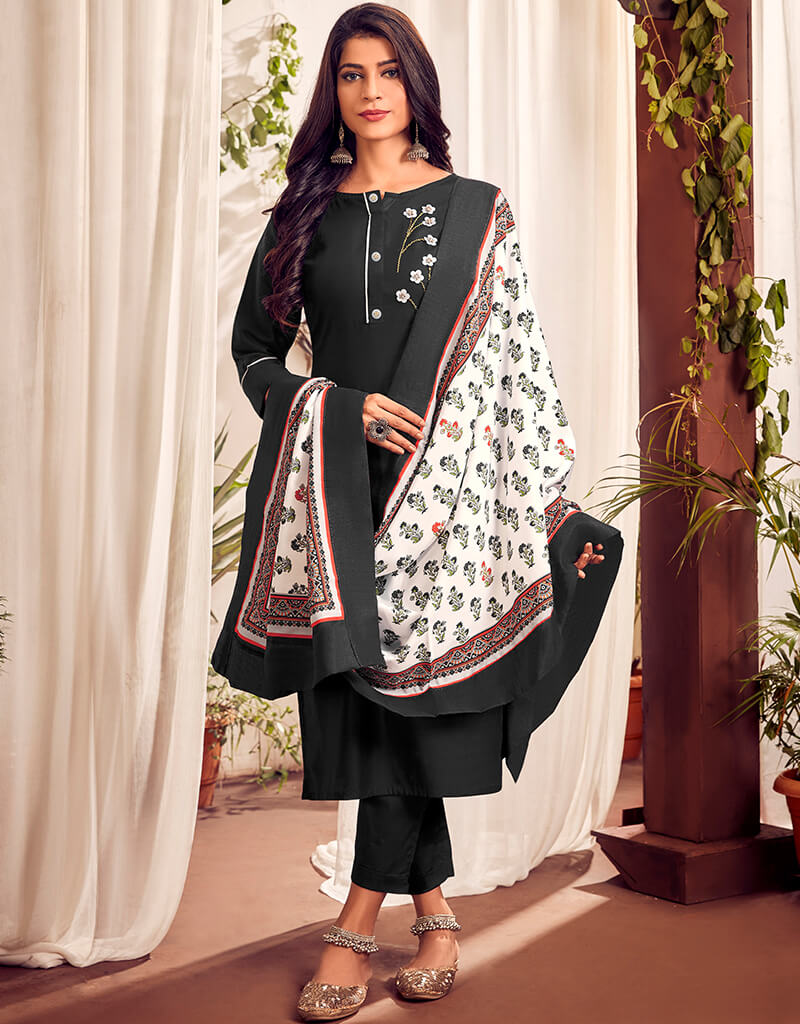Black Heavy Jam Cotton Pant Suit for Women - Comfortable and Stylish Lounge Wear for Home, Office & Casual Outings