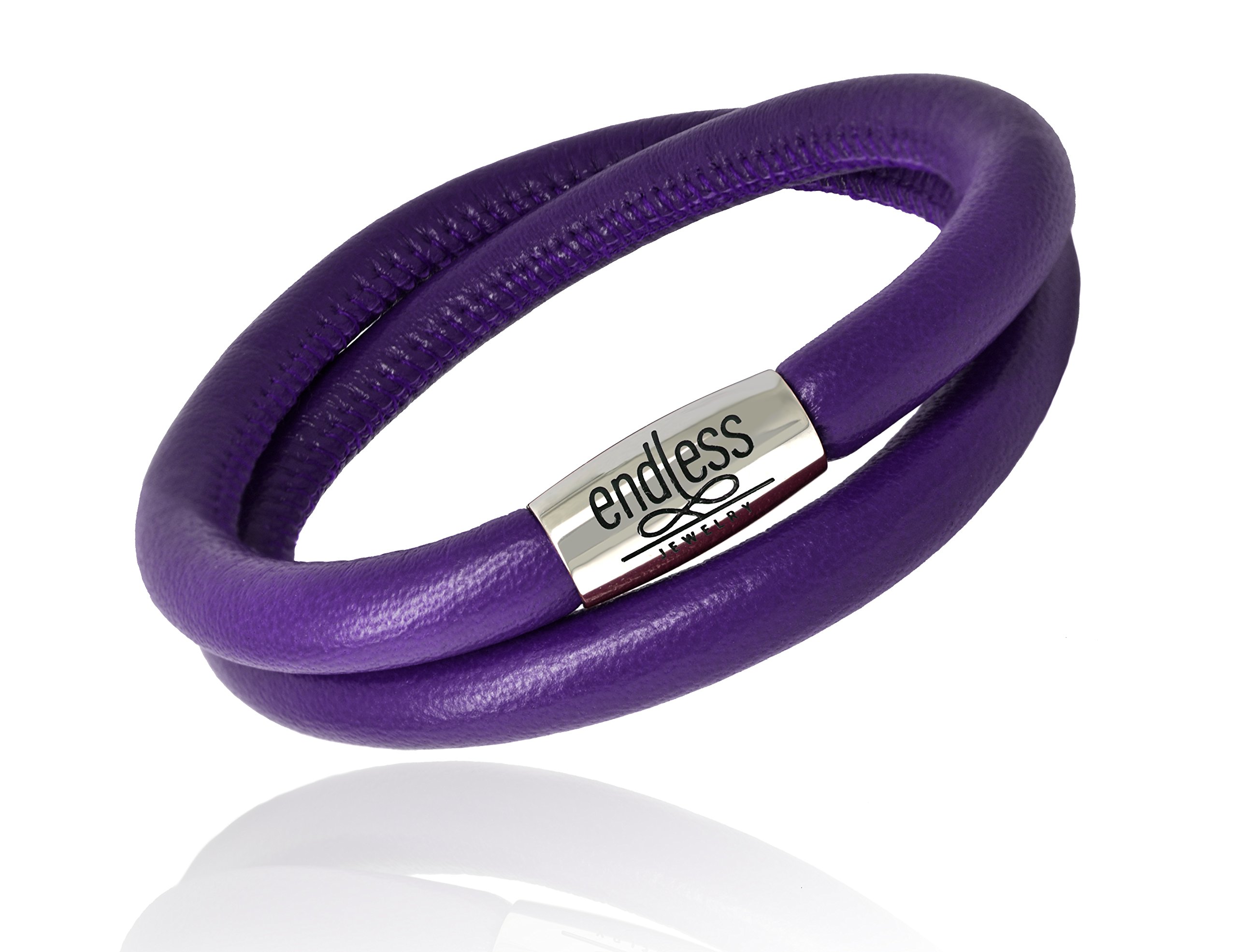 Double Wrap Purple Leather Bracelet with Steel Lock Closure - Elegant Adjustable Wristband for Women, Perfect for Casual Wear, Date Nights & Gift Giving