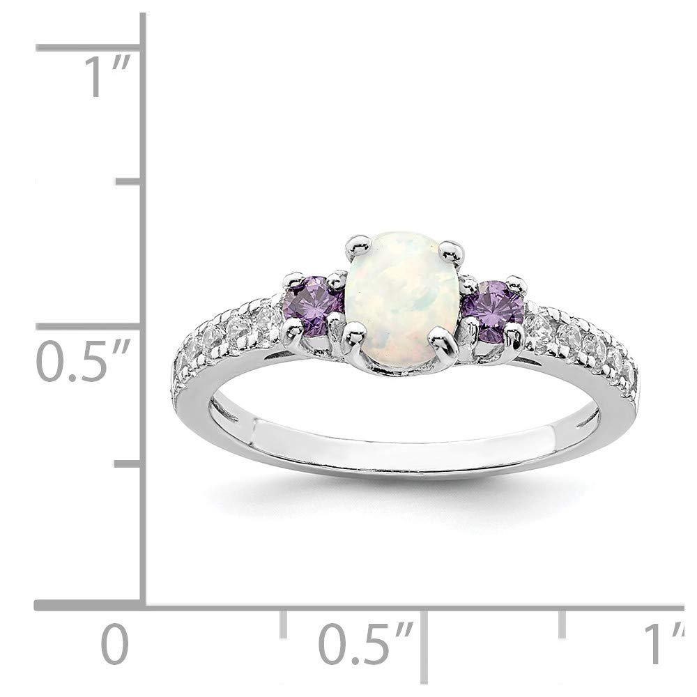 925 Sterling Silver Lab-Created Opal, Amethyst & Cubic Zirconia Ring for Women | Elegant Fine Jewelry Gift for Her | Perfect for Anniversaries, Birthdays & Special Occasions