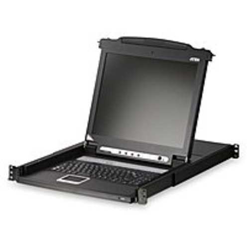 Aten CL1008M 17-inch LCD Monitor with 8-Port 1U Rack Mount KVM Switch - 25-Pin DB25 Male Daisy Chain - Ideal for Data Centers & Server Rooms