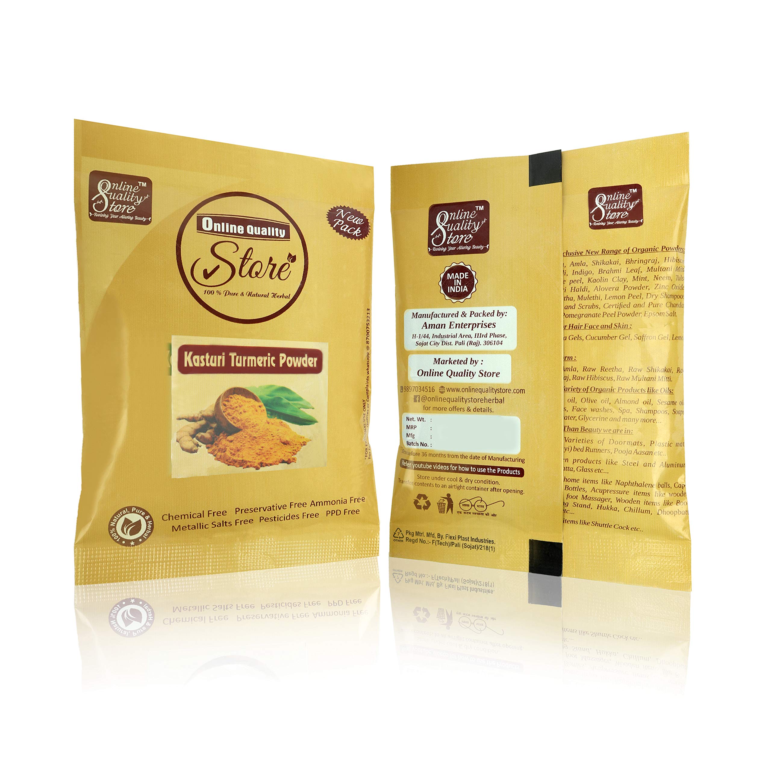 Organic Kasturi Turmeric Powder & Pure Sandalwood Powder for Face Care - 100% Natural, Wild Haldi & Manjal for Glowing Skin (2-Pack, 50g Each, Total 100g) - Perfect for DIY Face Masks, Brightening Treatments & Ayurvedic Skincare Routines