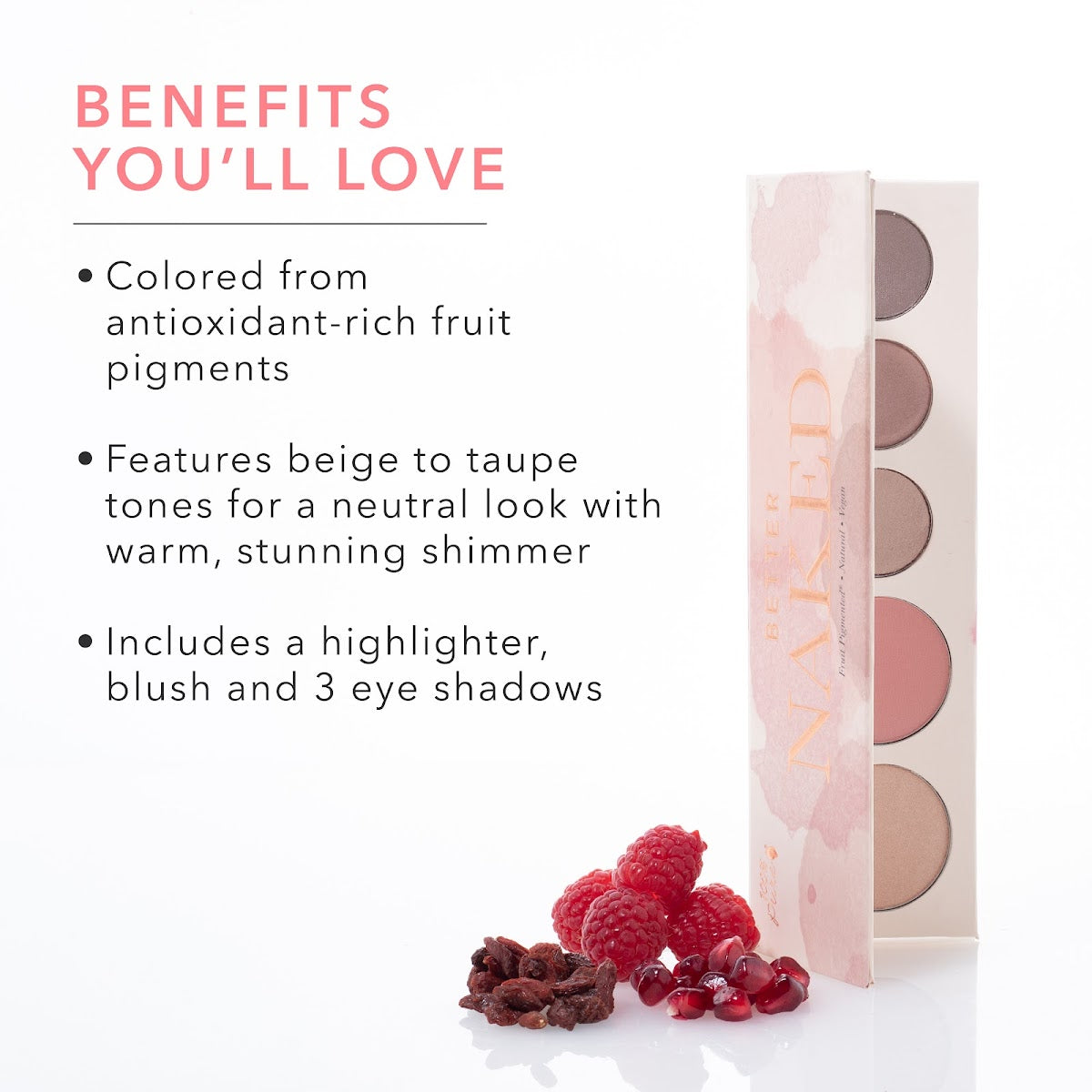 Fruit Pigmented Better Naked Palette - Vegan & Natural Eyeshadow Set for Everyday Makeup | Perfect for Day & Night Looks